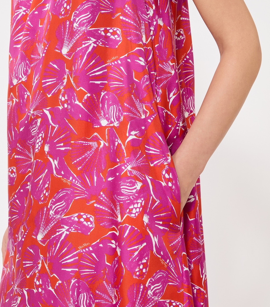 Max Mara Womens Silk Twill Printed Midi Dress Coral Image 6