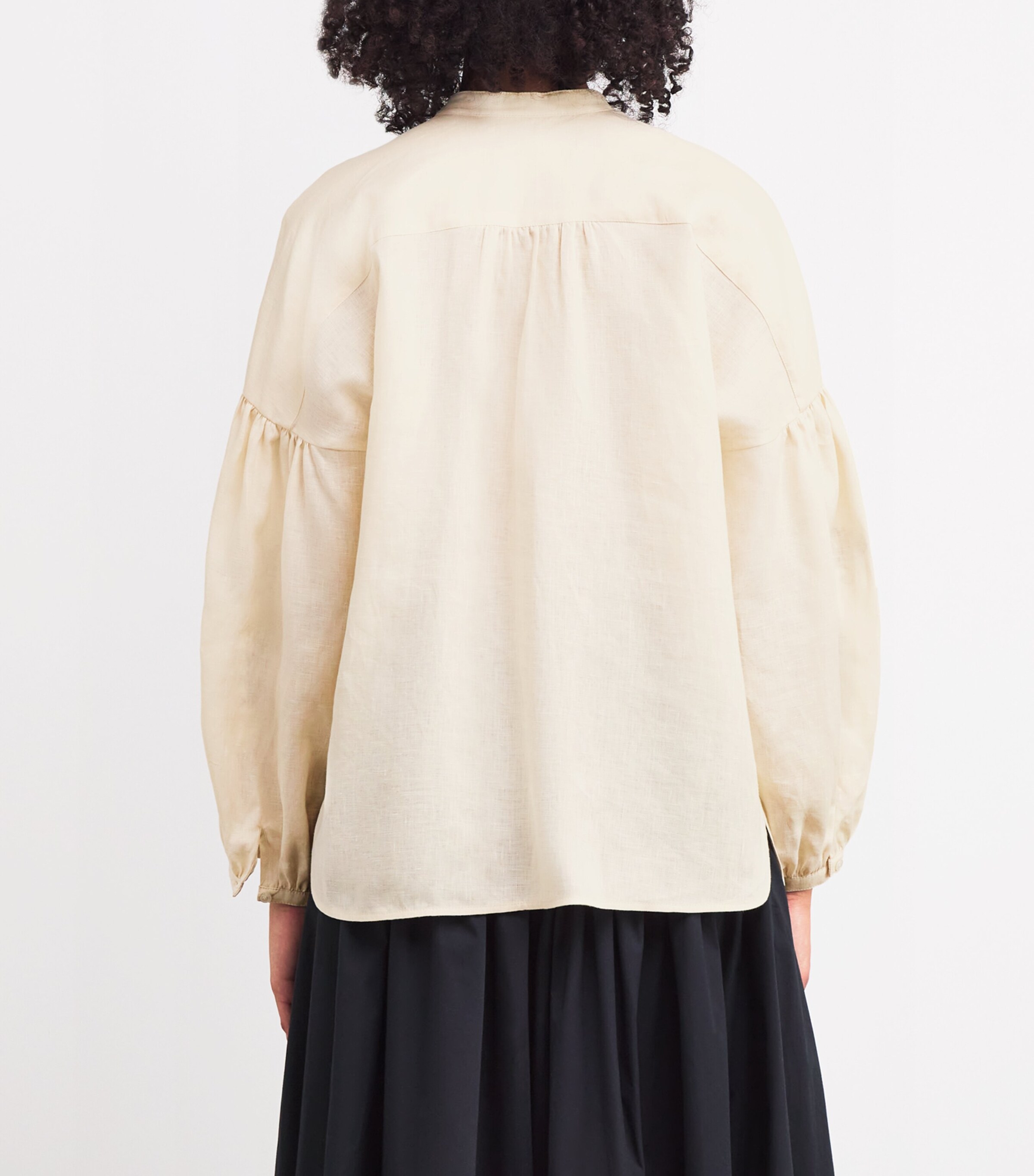 Linen Band-Collar Shirt ECRU Image 4