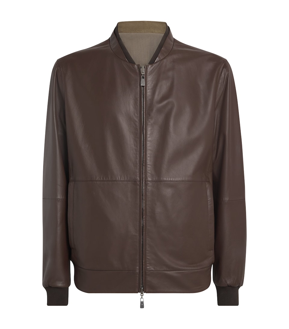 Corneliani Lambskin Bomber Jacket Dark Brown