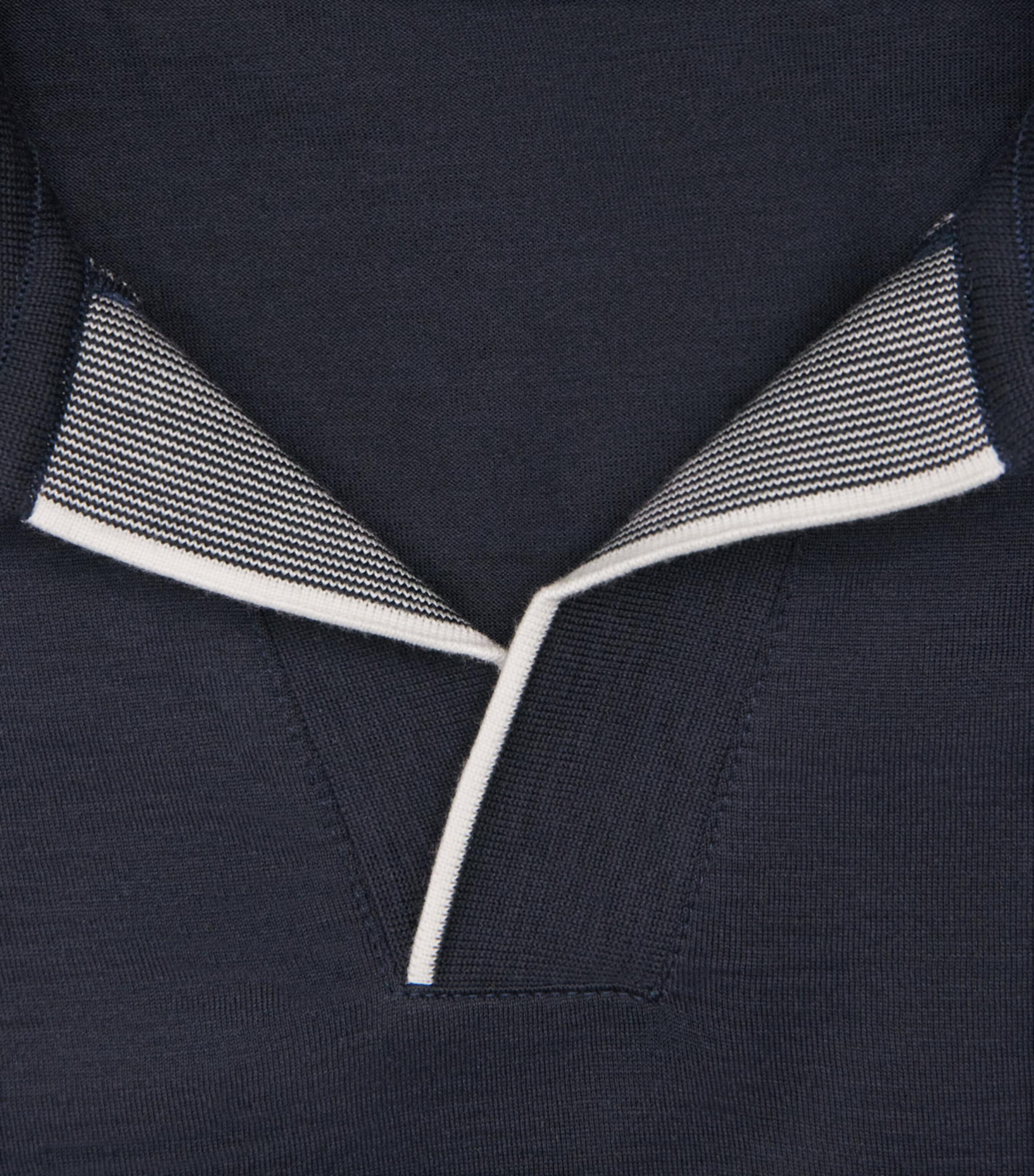 Paul & Shark Mens Silk-Cotton Open-Collar Polo Shirt Blue Image 6