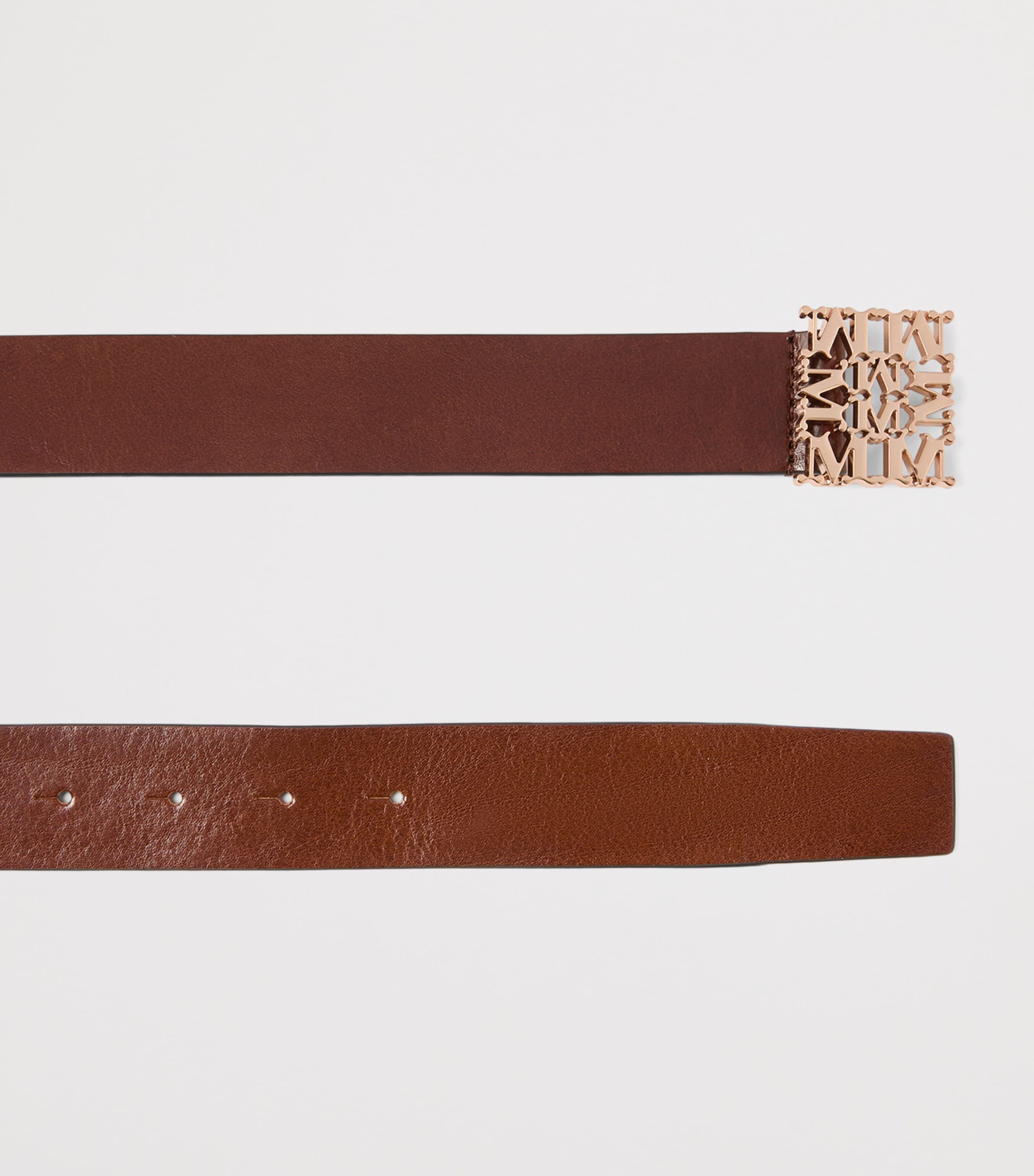 Max Mara Leather Monogram Belt Amber Brown Image 3