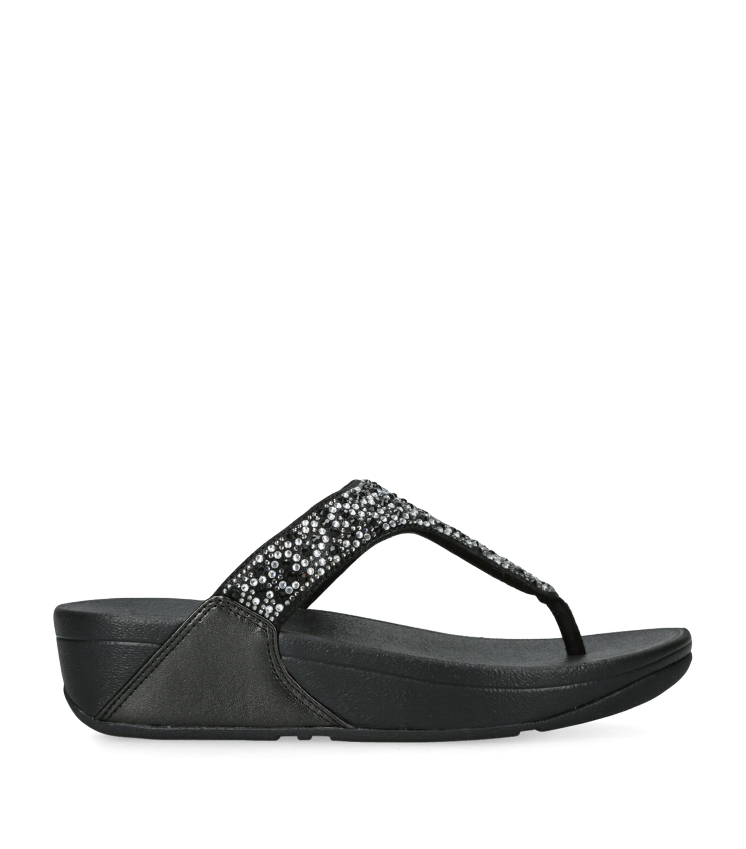 FitFlop Black Embellished Lulu Flatform Sandals 40 Harrods UK