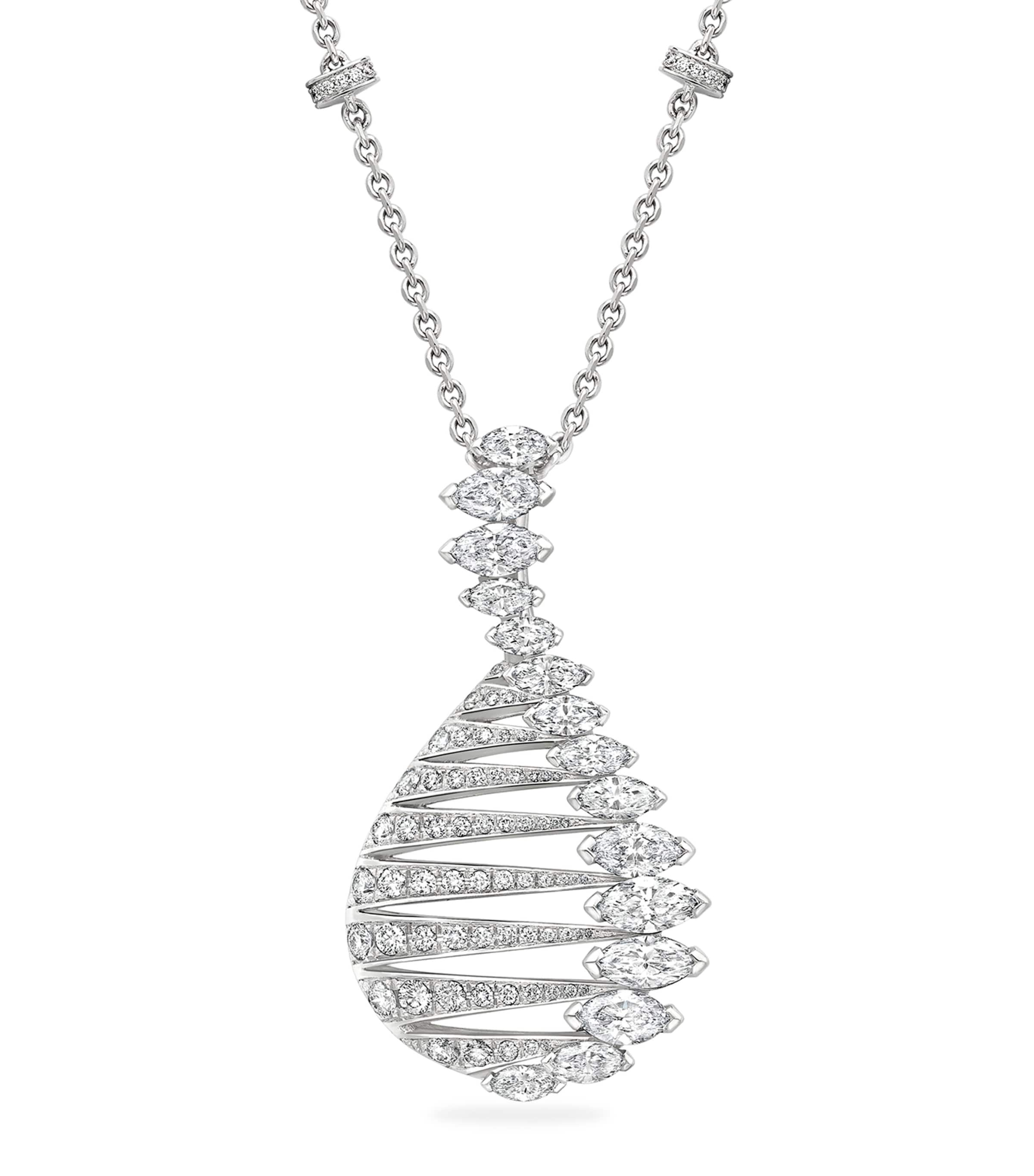 Boodles Platinum And Diamond Play Of Light Pendant Necklace In Silver