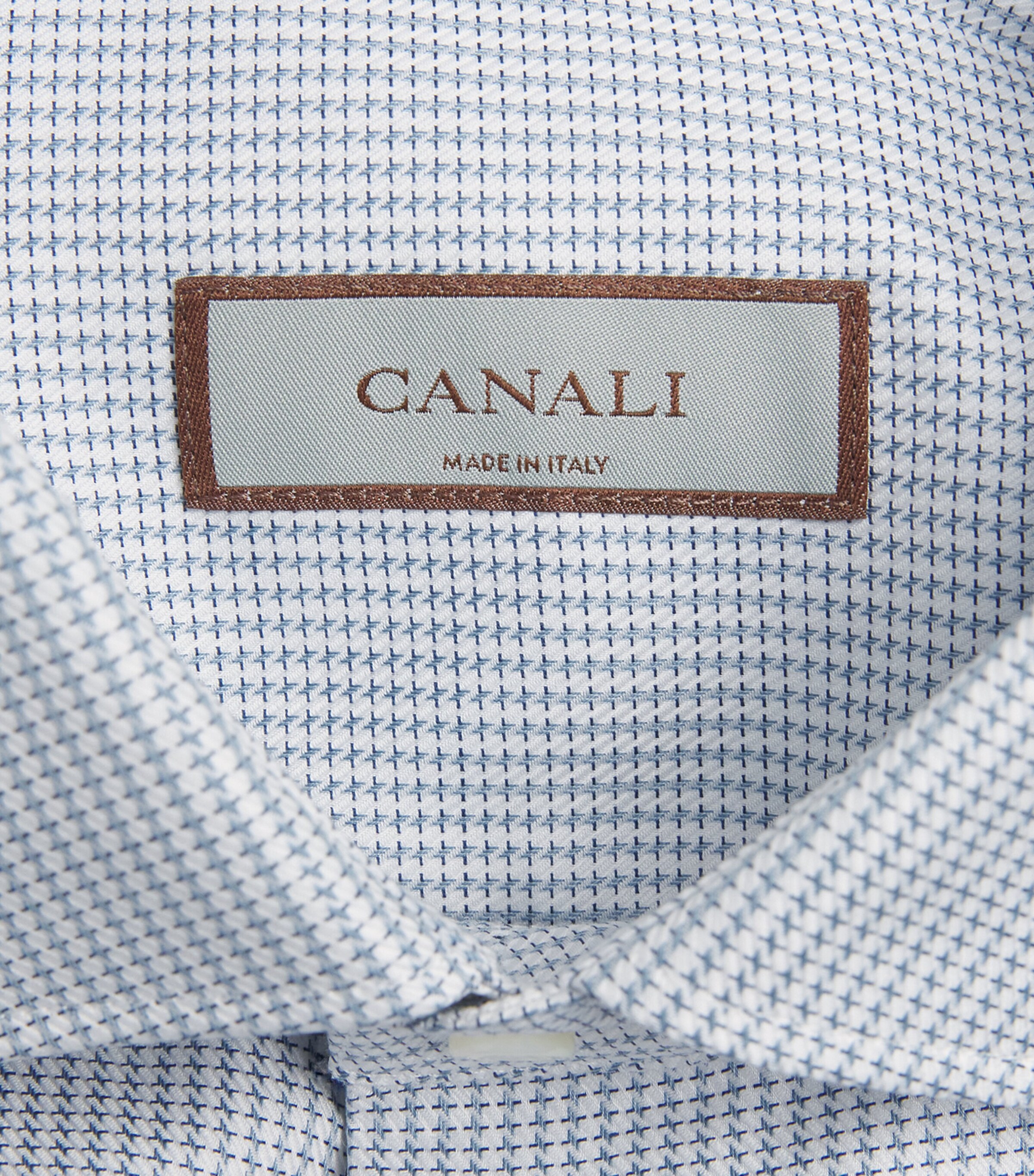 Canali Mens Cotton Houndstooth Shirt Green Image 6