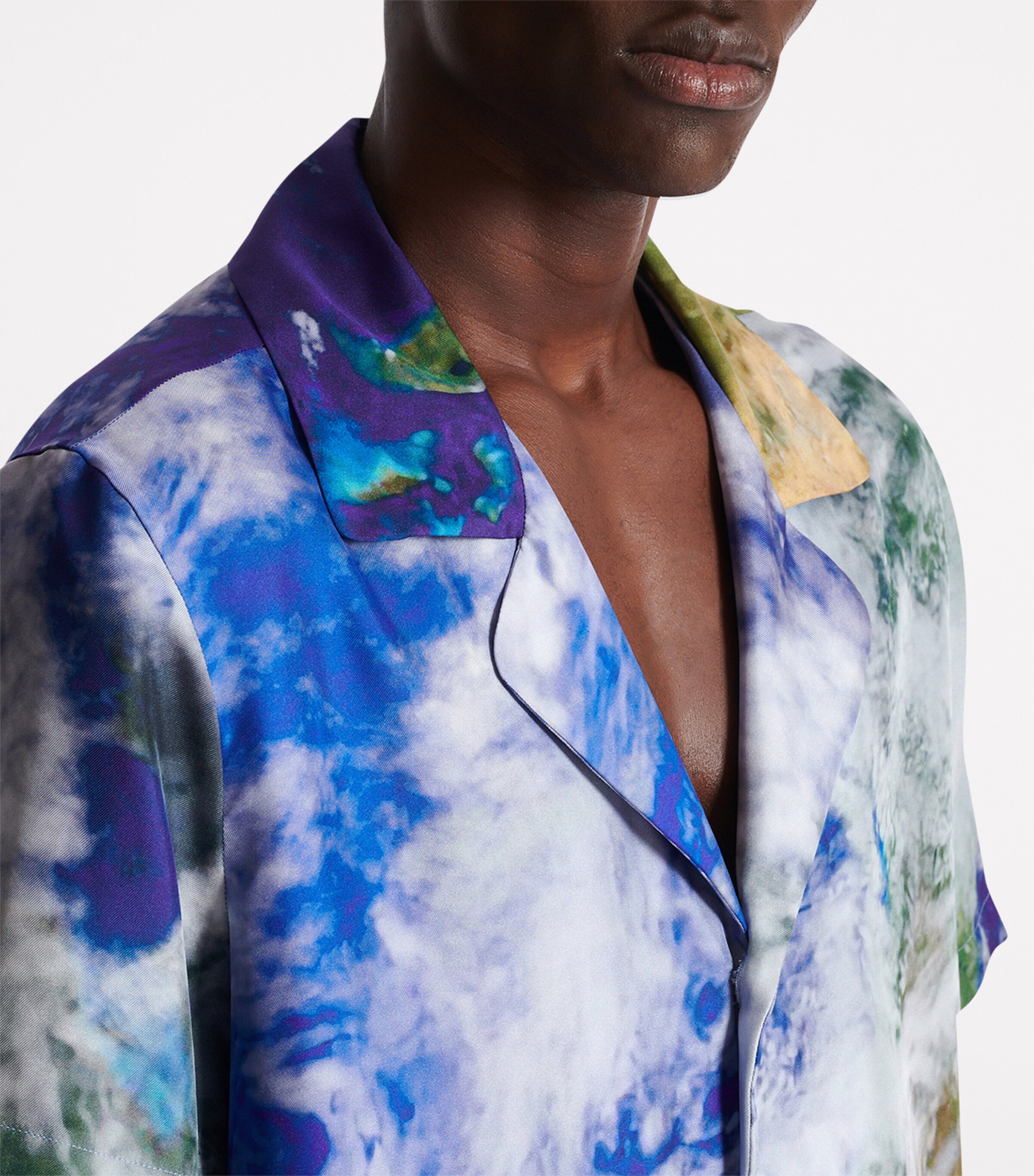 Balmain Mens Silk Earth Print Shirt Aaa Multicolore Image 7