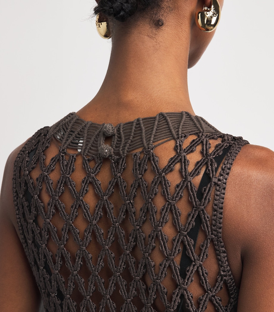 Simkhai Womens Macrame Jensen Midi Dress Chocolate Image 3