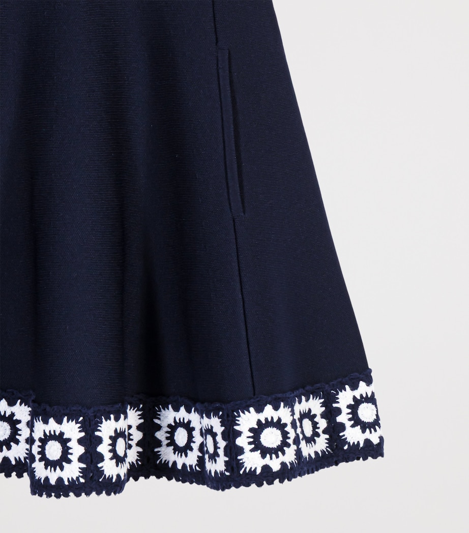Maje Womens Crochet-Trim Knitted Mini Dress Navy Image 8