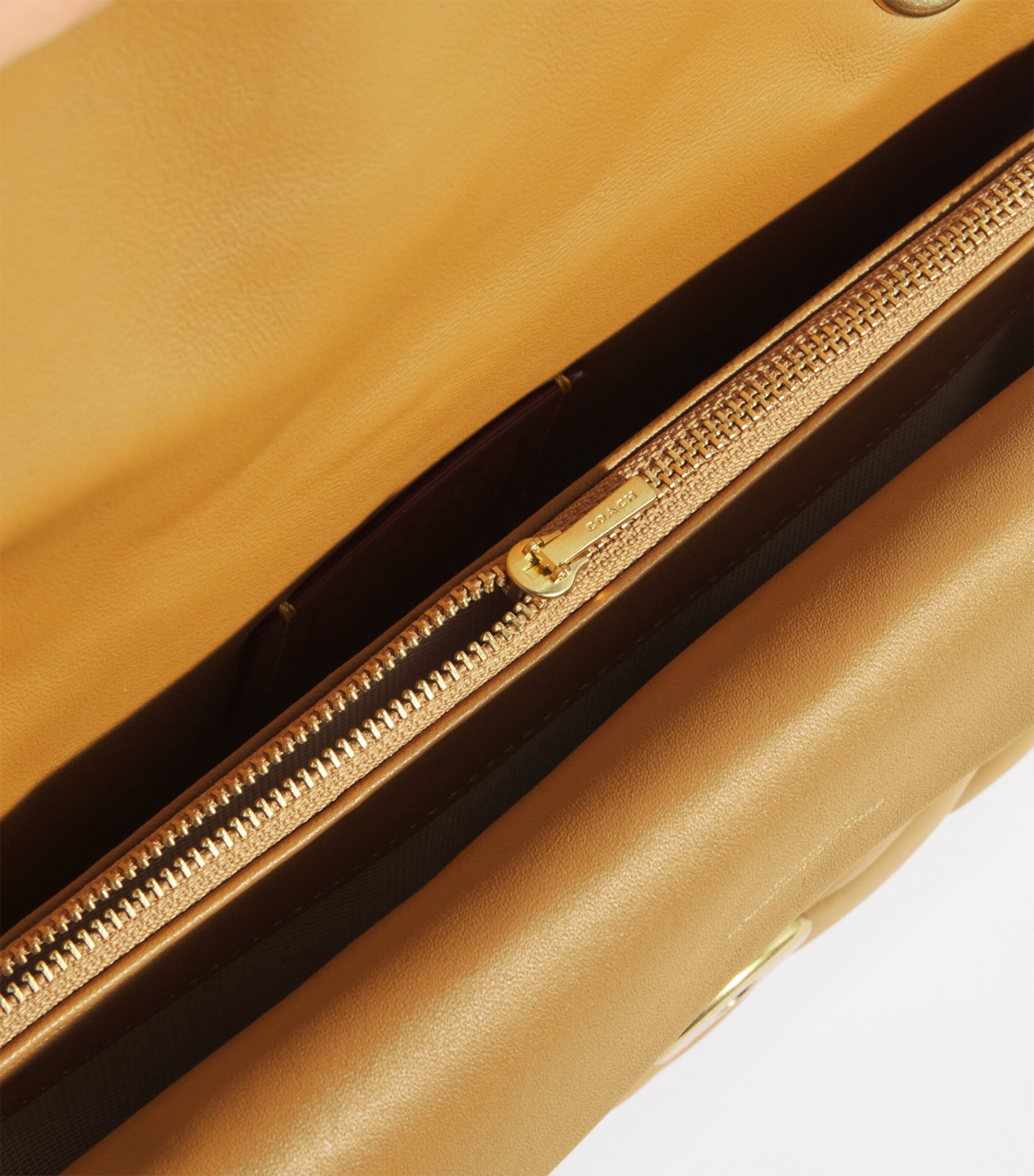COACH ボディバッグ ブラウン/イエロー Coach MINI F57563 Kelsey Mustard Yellow Zip Top Leather Crossbody