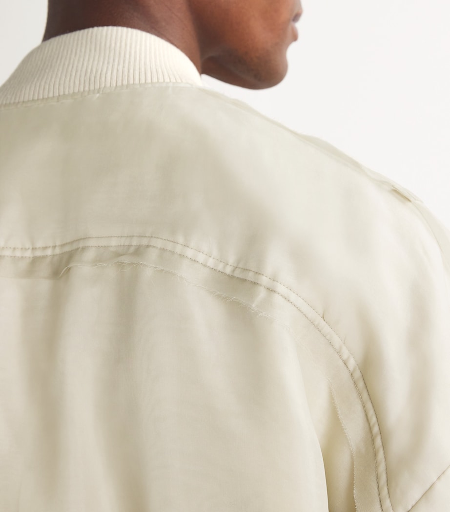 COLE BUXTON Mens Organza Bomber Jacket Vintage White Image 6