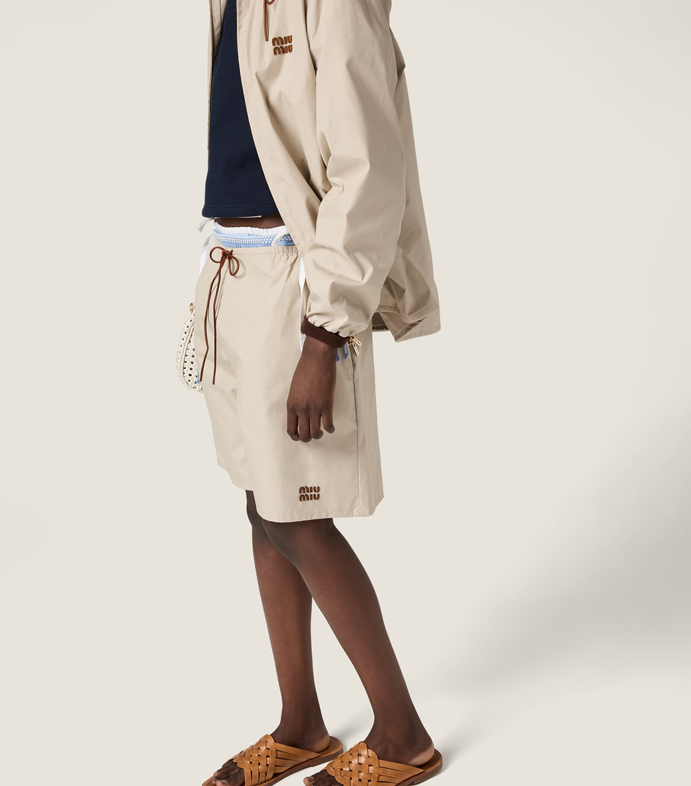 Miu Miu Womens Logo Bermuda Shorts Neutral Image 5