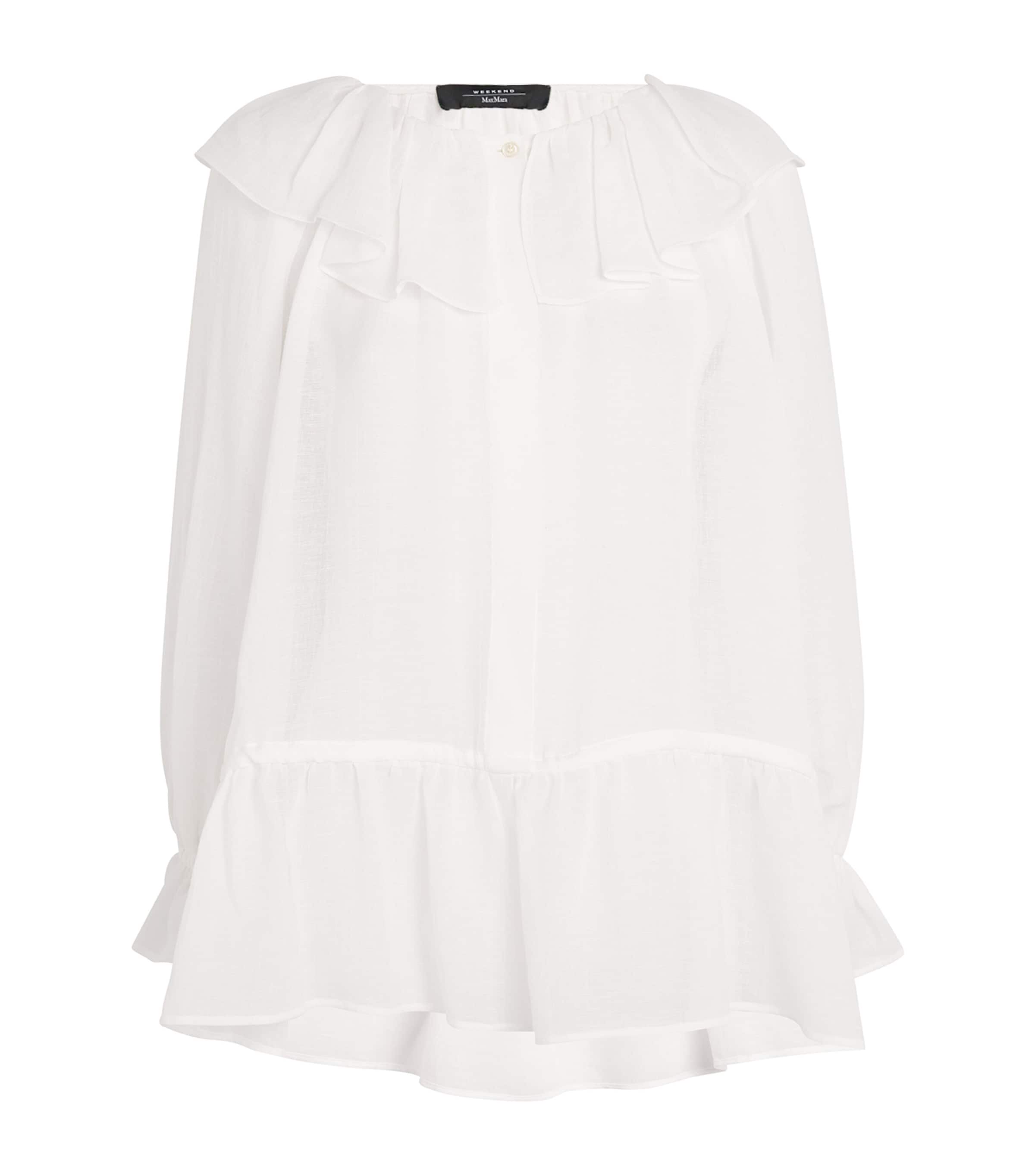Weekend Max Mara Gauze Ruffle Blouse In White