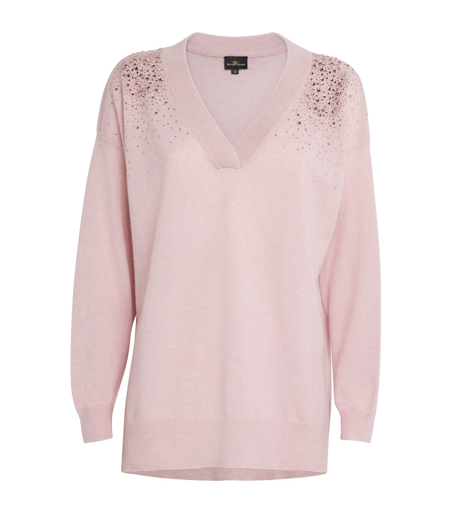 Cashmere Crystal-Embellished Aria Sweater PINK SORBET/VIN Image 1