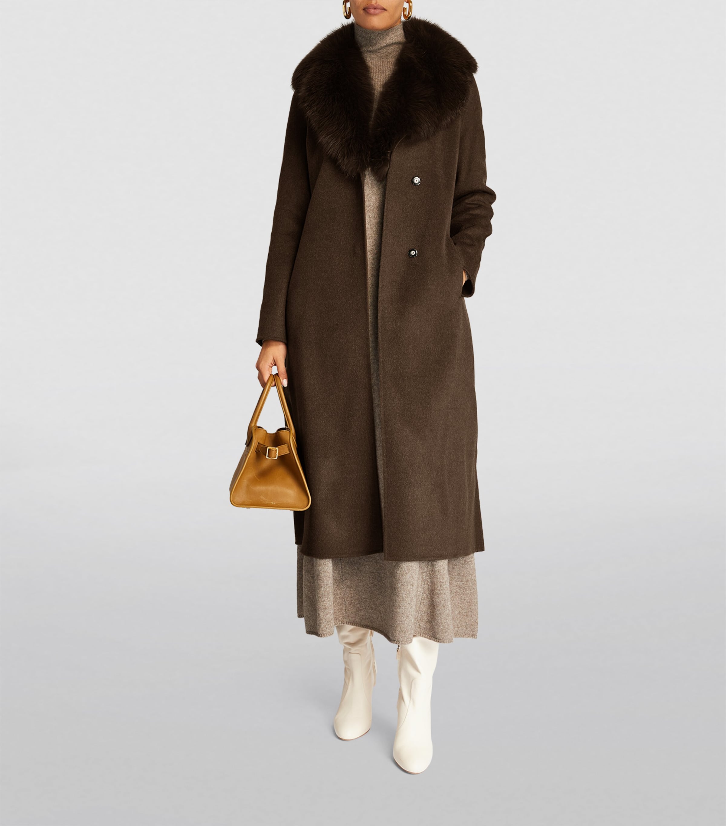 Wool-Cashmere Fur-Trim Coat 204 Image 2