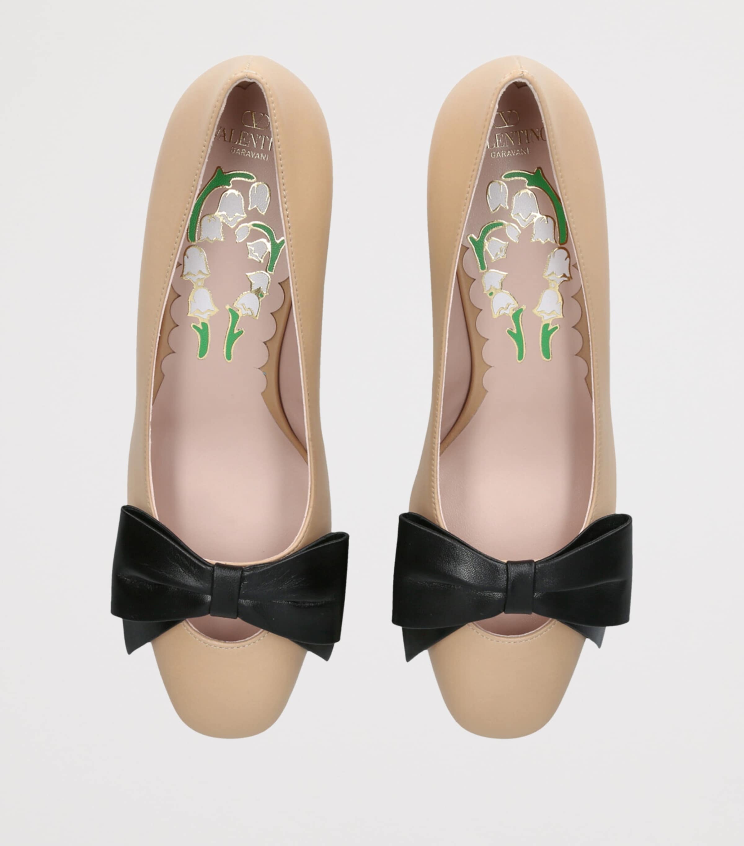 Valentino Garavani Leather Bow-Detail Pumps 45 Tan Comb Image 4