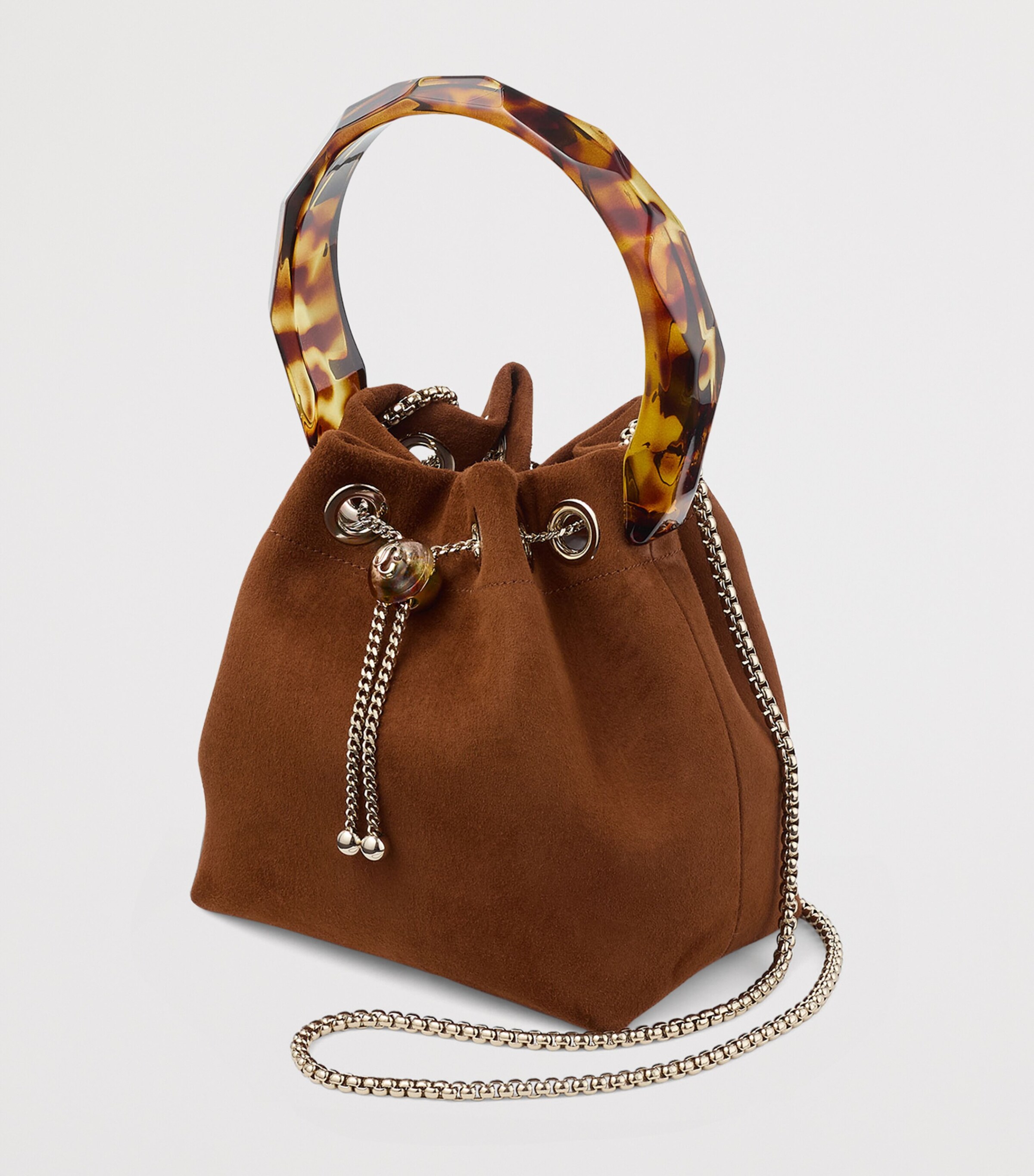 Jimmy Choo Bon Bon Goat Suede Top-Handle Bag Tan/multi/tortoisesh Image 2