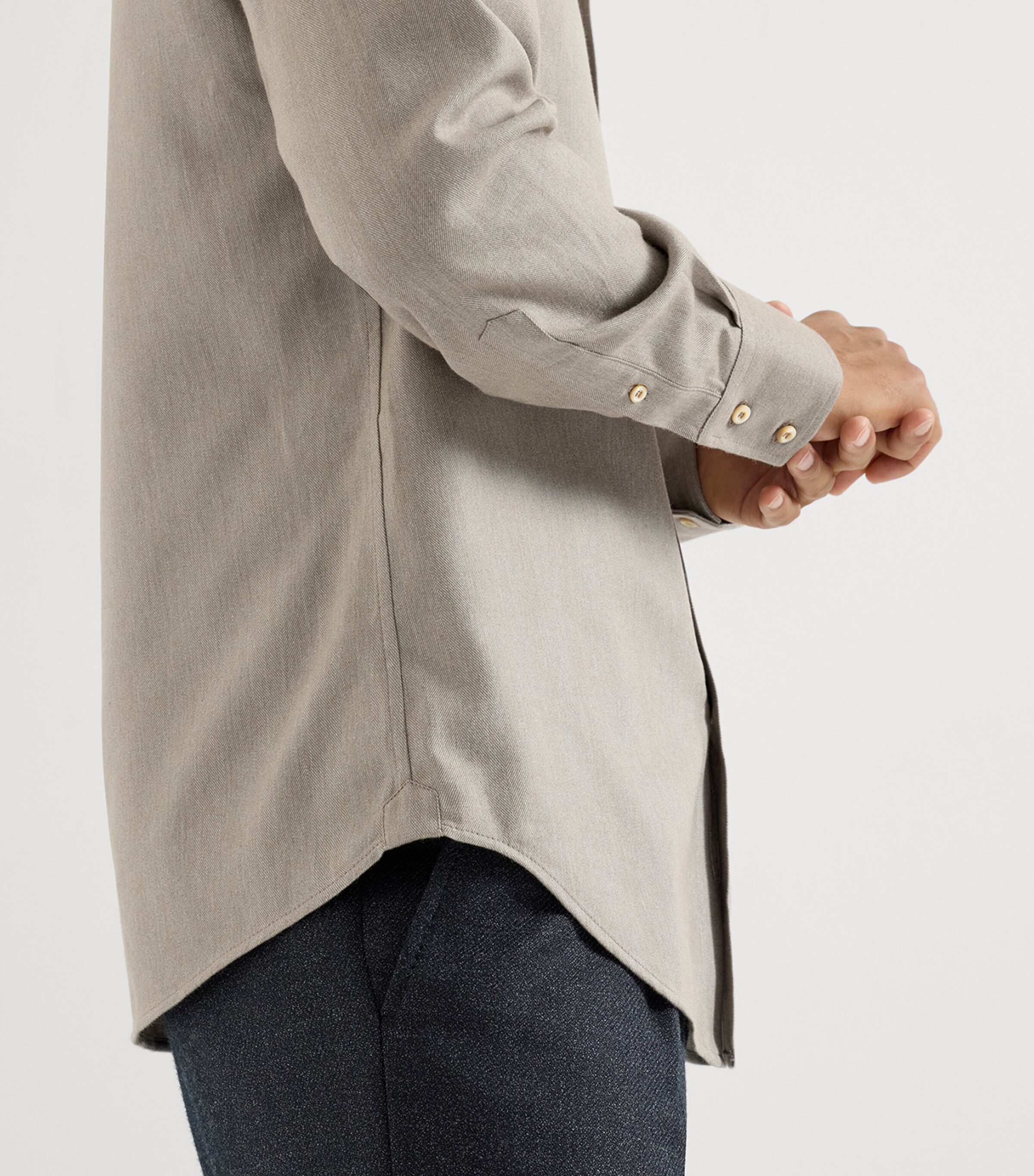 Brunello Cucinelli Mens Cotton-Blend Chevron Flannel Shirt Image 6