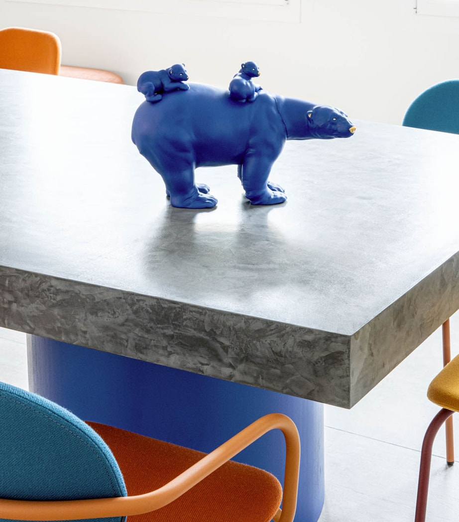 Bold Blue Mummy Bear and Babies Sculpture BLUE & GOLD Image 3