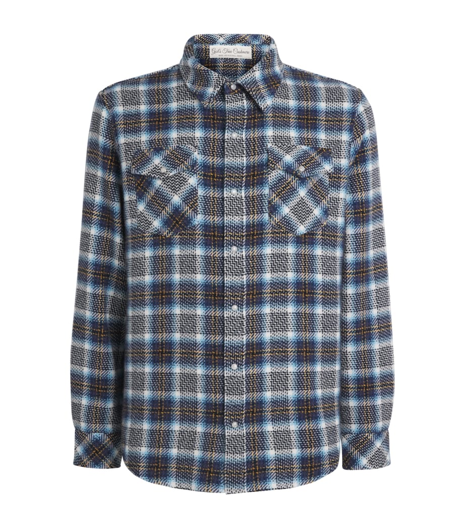 GOD'S TRUE CASHMERE Mens Cashmere Tartan Lightning Storm Shirt Moonstone Image 1