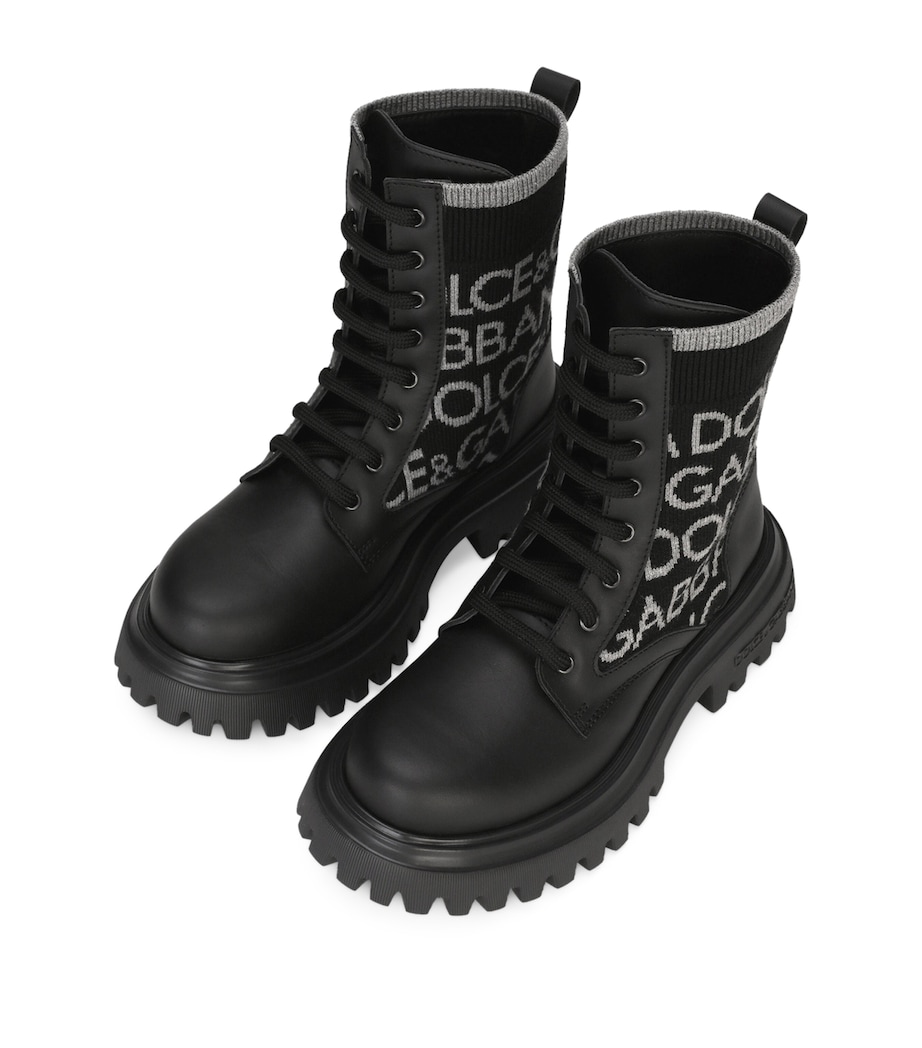 Dolce&Gabbana Kids Logo Lace-Up Boots Black Gre Image 2