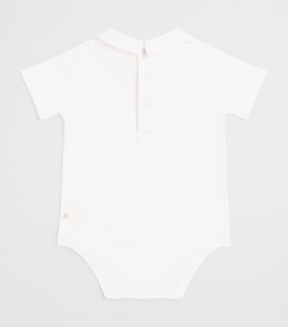 Marie-Chantal Pima Cotton Race Car Bodysuit (0-18 Months) Ivory/sepia Image 2