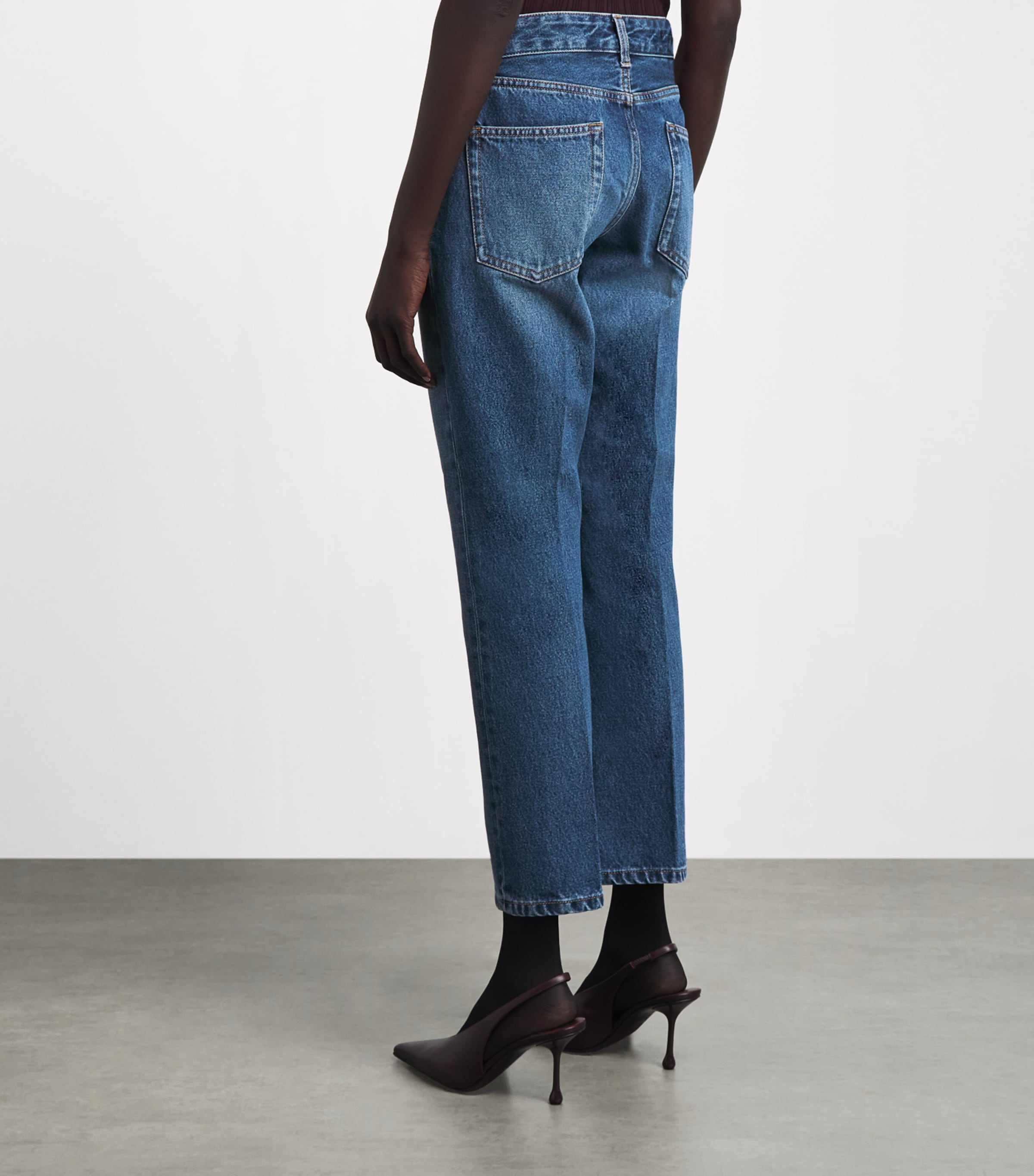 Victoria Beckham Womens Low-Rise Flared Jeans Mid Blue Wash Image 5