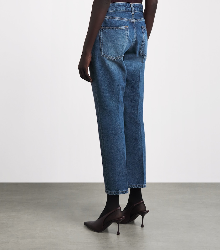 Victoria Beckham Womens Low-Rise Flared Jeans Mid Blue Wash Image 5