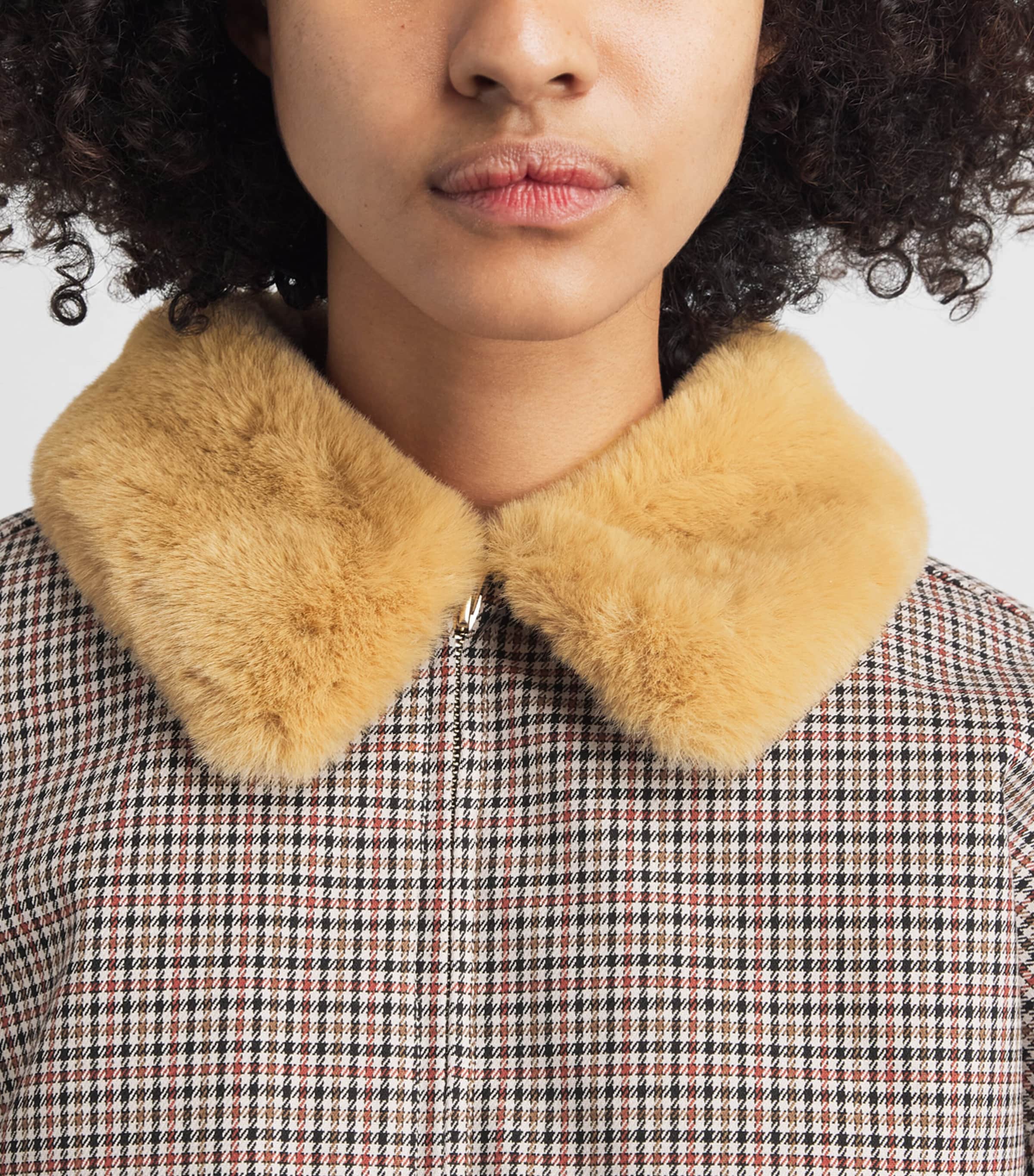 Sandro Paris Womens Faux-Fur-Lined Bomber Jacket Brown Image 3