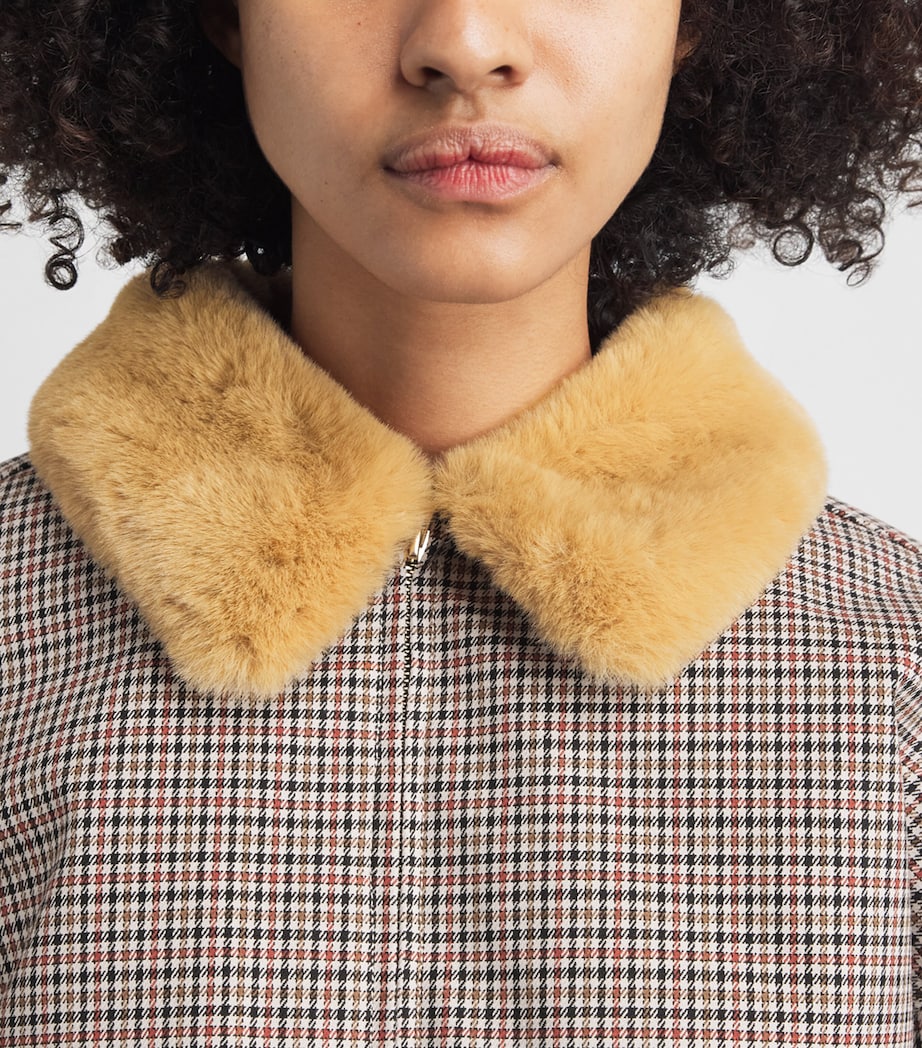 Sandro Paris Womens Faux-Fur-Lined Bomber Jacket Brown Image 3