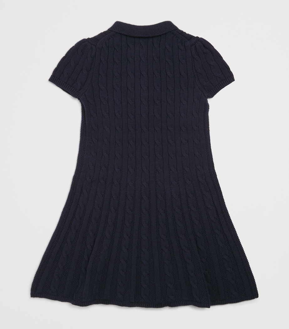 Cotton Knitted Polo Dress (2-7 Years) NAVY W/ RCH CREAM Image 2