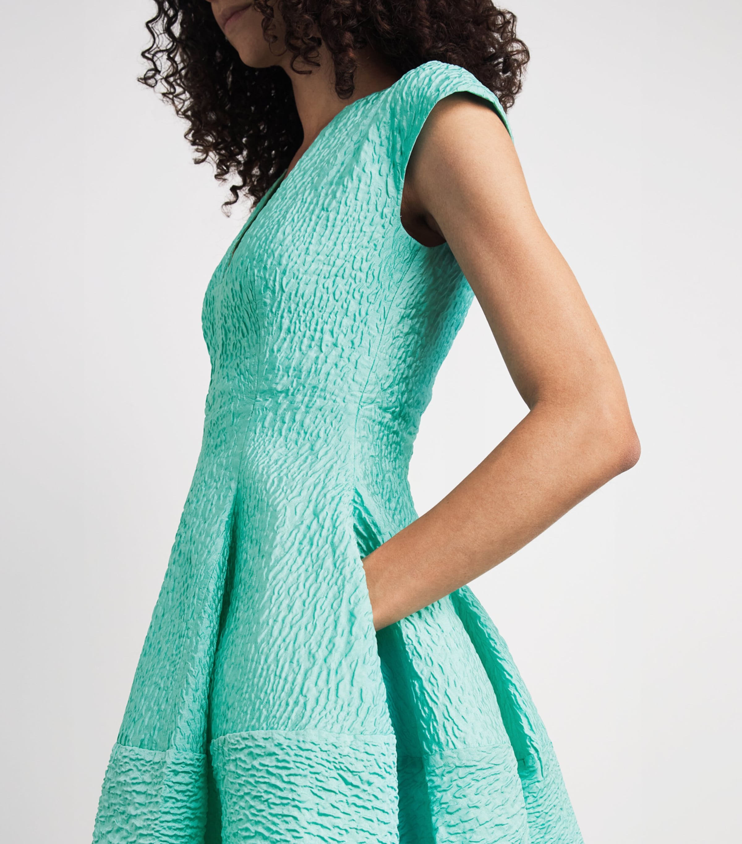 Roksanda Womens V-Neck Kova Midi Dress Aquamarine Image 3