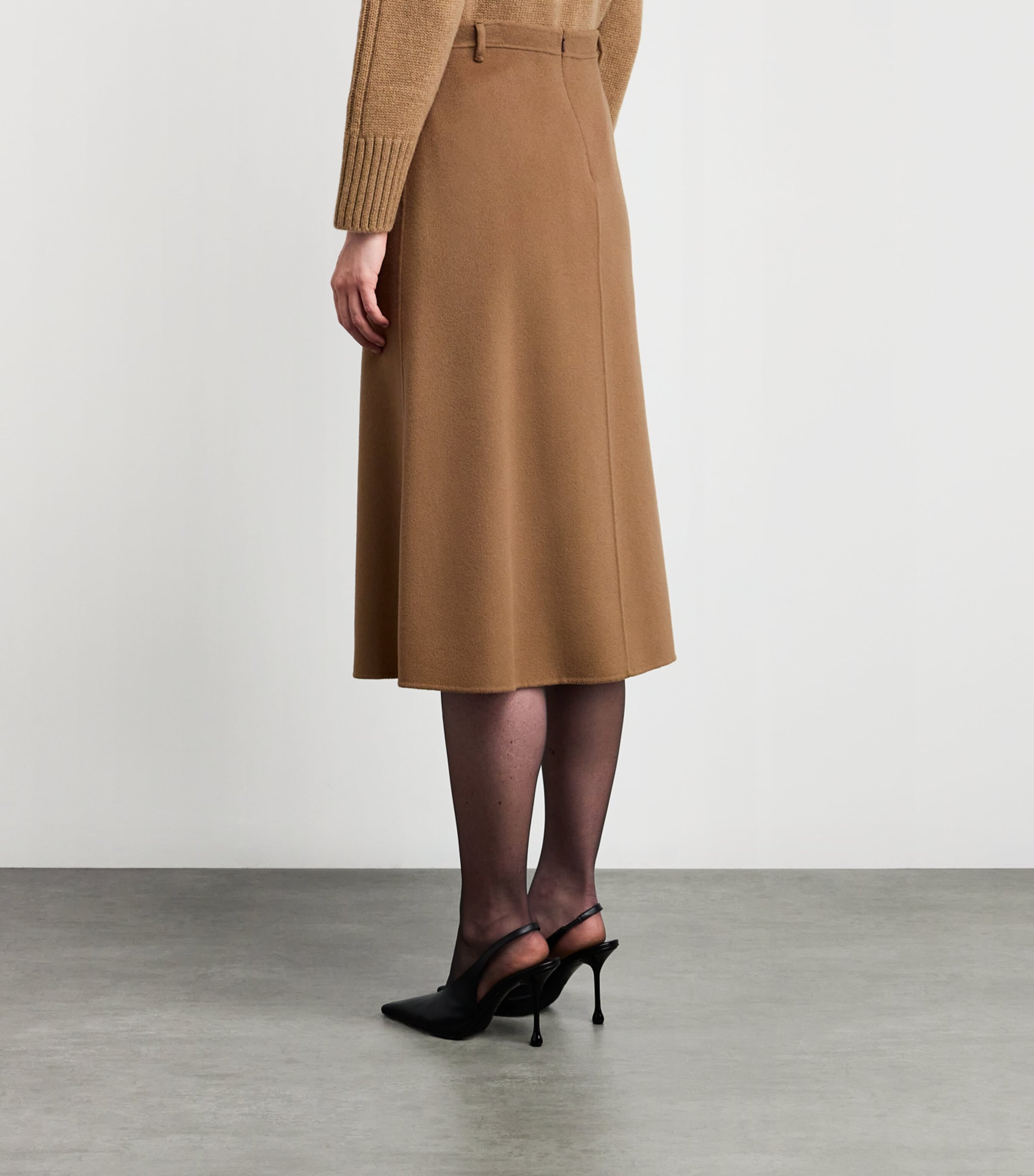 Virgin Wool Midi Skirt HAZELNUT BROWN Image 4