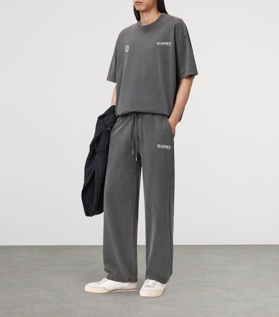 AllSaints Mens Organic Cotton Emblem Sweatpants Washed Black Image 6
