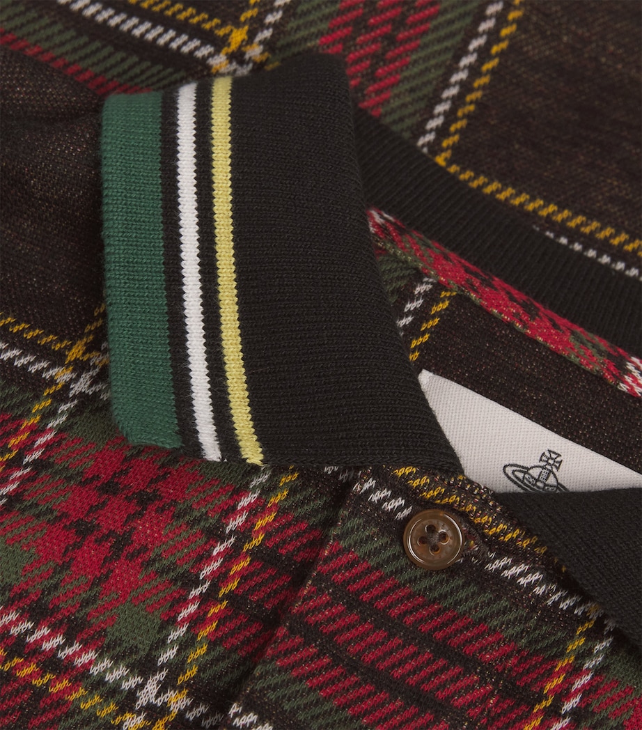 Cotton Tartan Polo Shirt N204 RED/GREEN Image 5