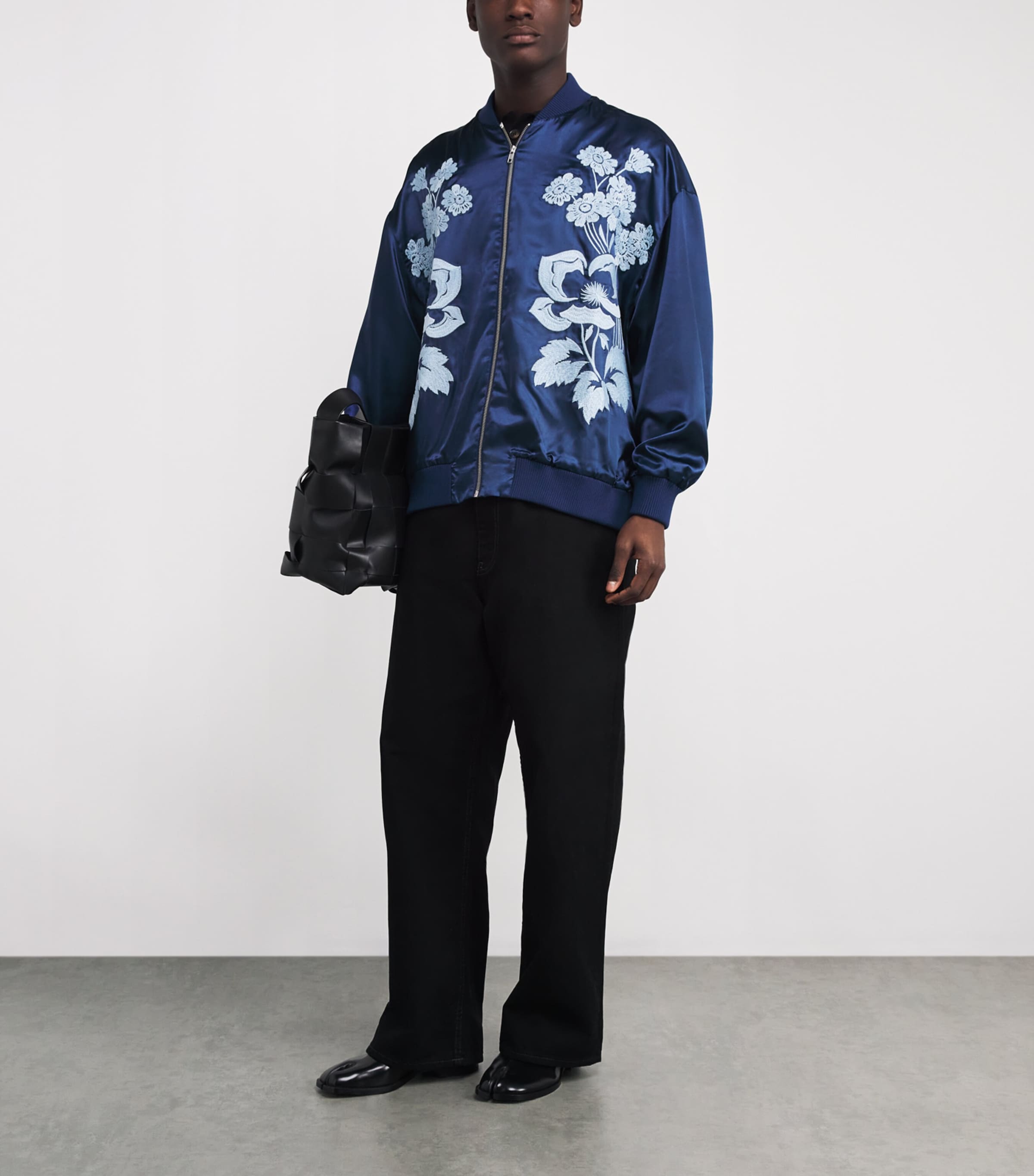 Floral Embroidered Bomber Jacket BLUE Image 2