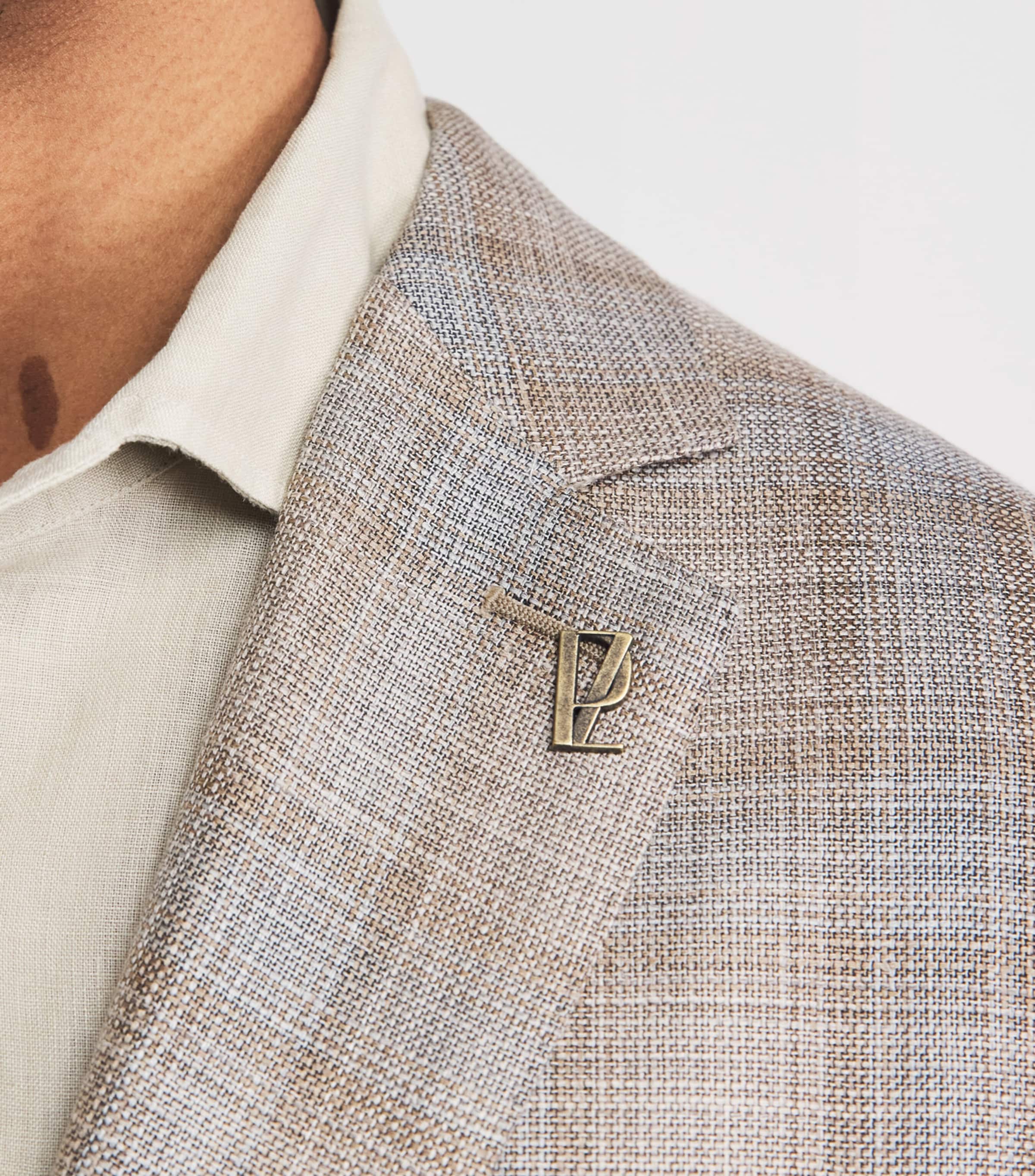 Pal Zileri Mens Wool-Silk-Linen Vicenza Blazer Light Brown Image 3