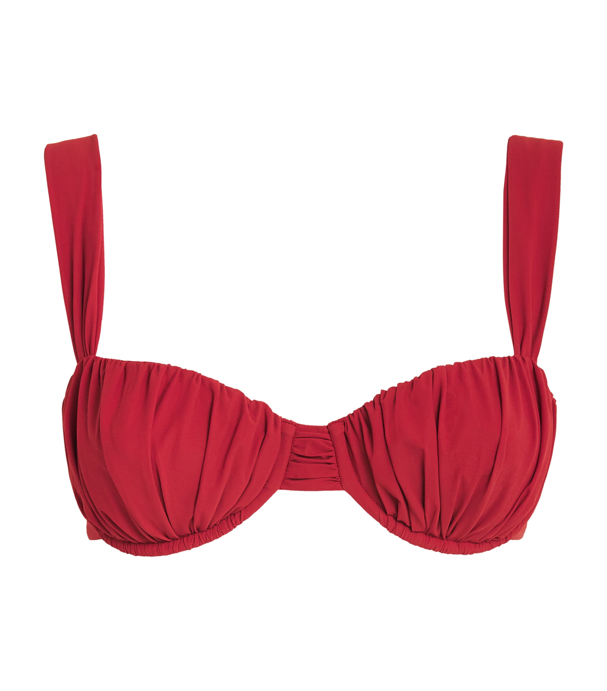 Shop Faithfull The Brand Ruched Emily Balconette Bikini Top In Red