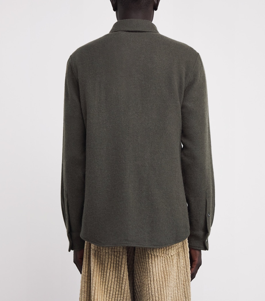 Cashmere Press-Stud Overshirt SABLE / EMERALD Image 4