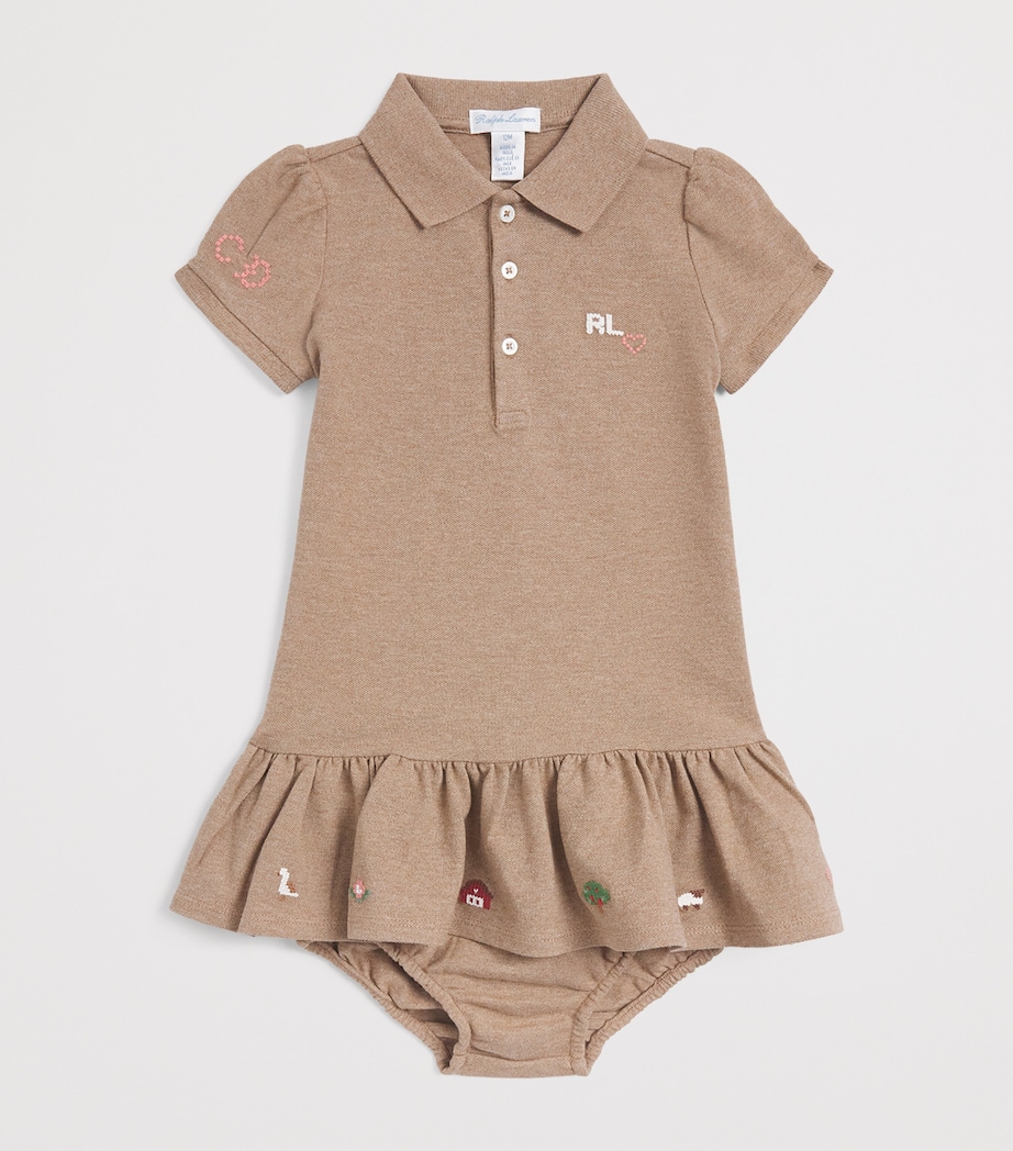 Ralph Lauren Kids Stretch-Mesh Polo Dress and Bloomers Set (3-24 Months) Grey Cloud Heather Image 3
