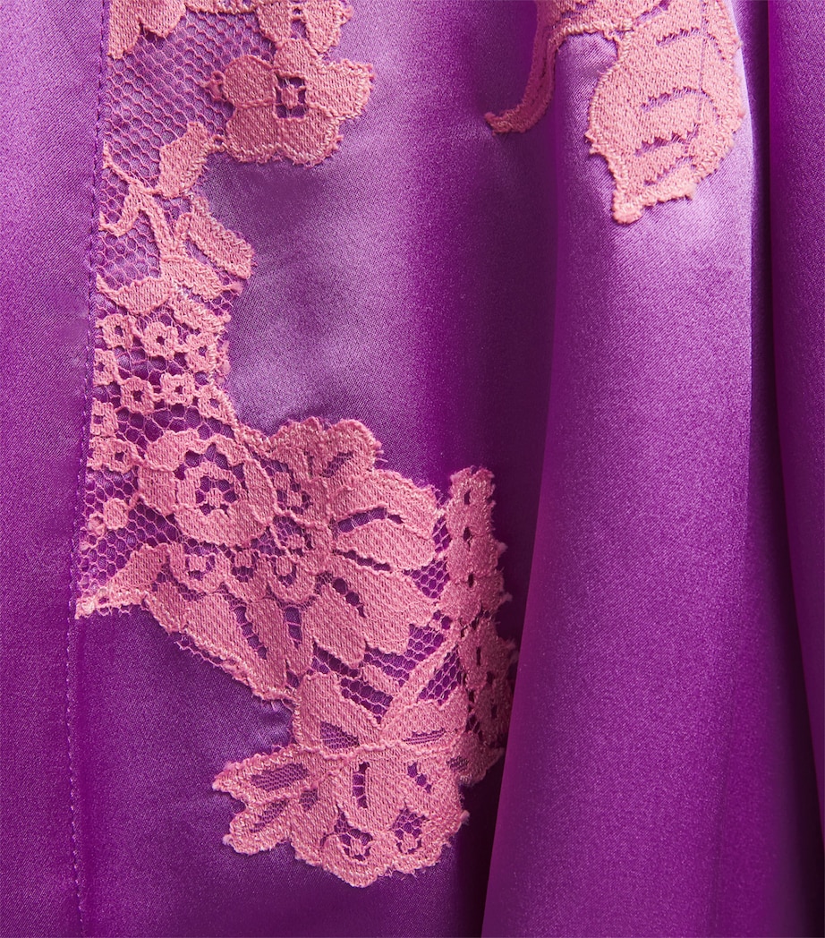 Marjolaine Womens Silk Tess Robe Grape W Blush Image 6