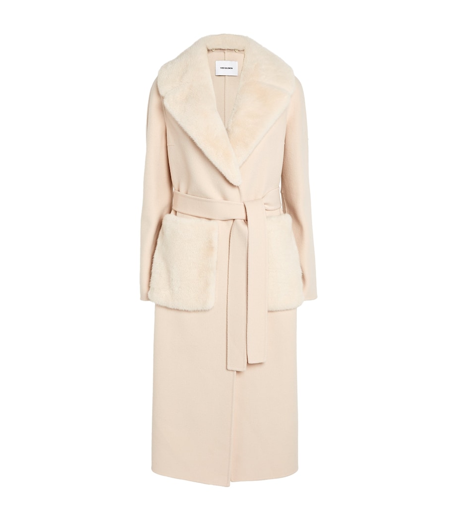 Cashmere-Wool Fox Fur-Trim Coat A2154 Image 1