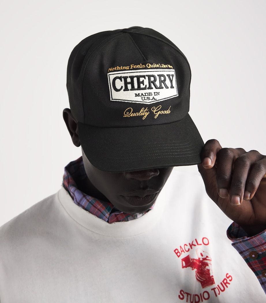 Cherry Los Angeles Embroidered Logo Cap Black Image 2