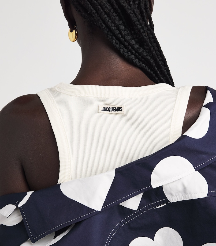 Jacquemus Womens Cotton Ribbed Tank Top White Image 3