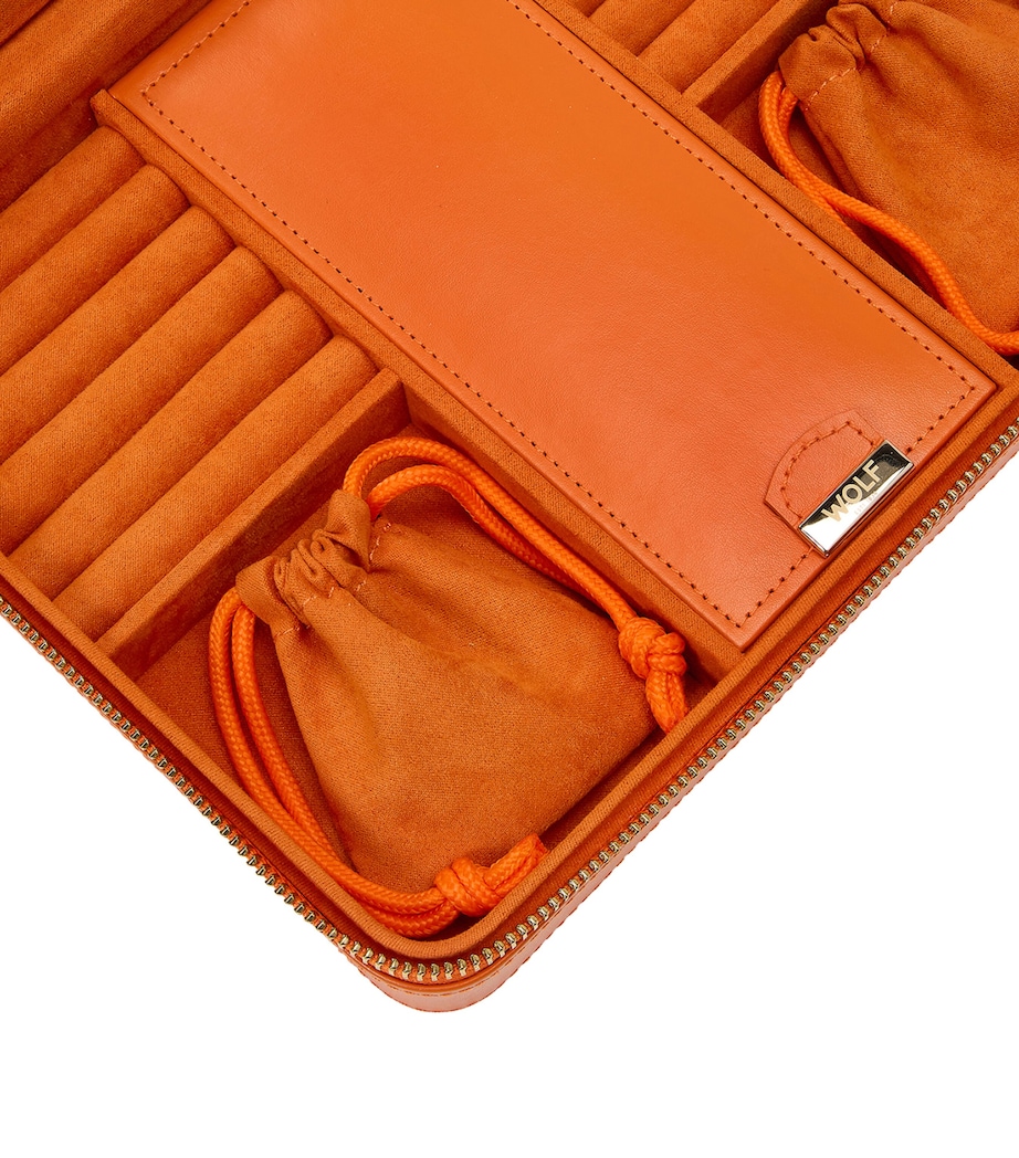 Large Leather Maria Jewellery Case TANGERINE Image 5
