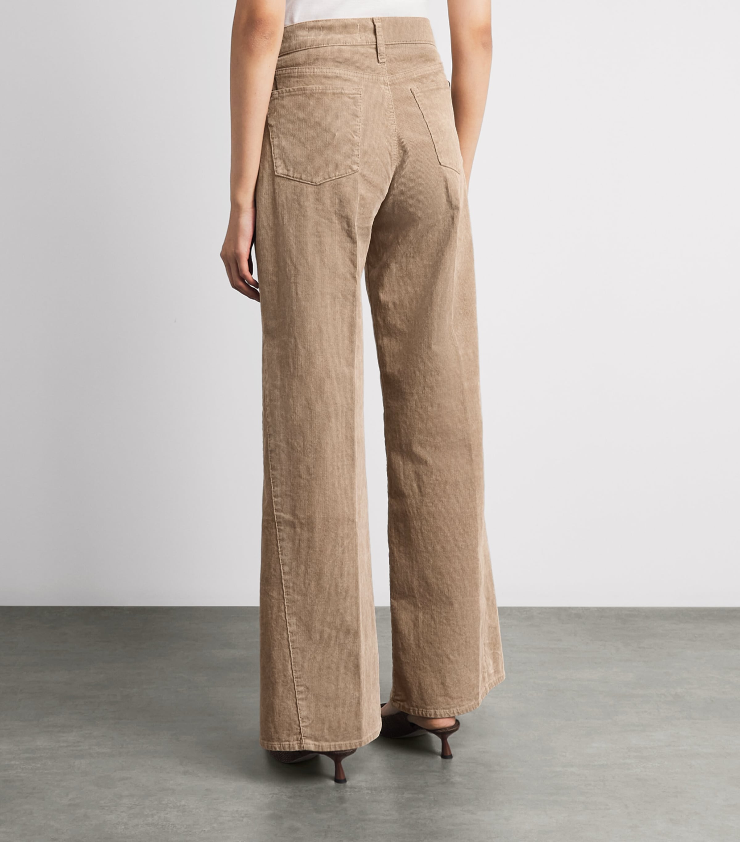 7 For All Mankind Womens Corduroy Lotta Wide-Leg Trousers Crdry Wntr Bge Image 5