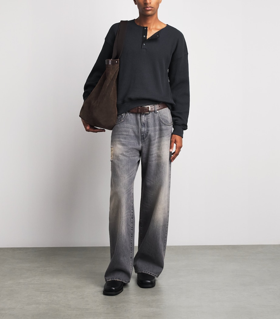Our Legacy Mens Stretch-Cotton Sweatshirt Furnace Blk Befy Rib Image 2