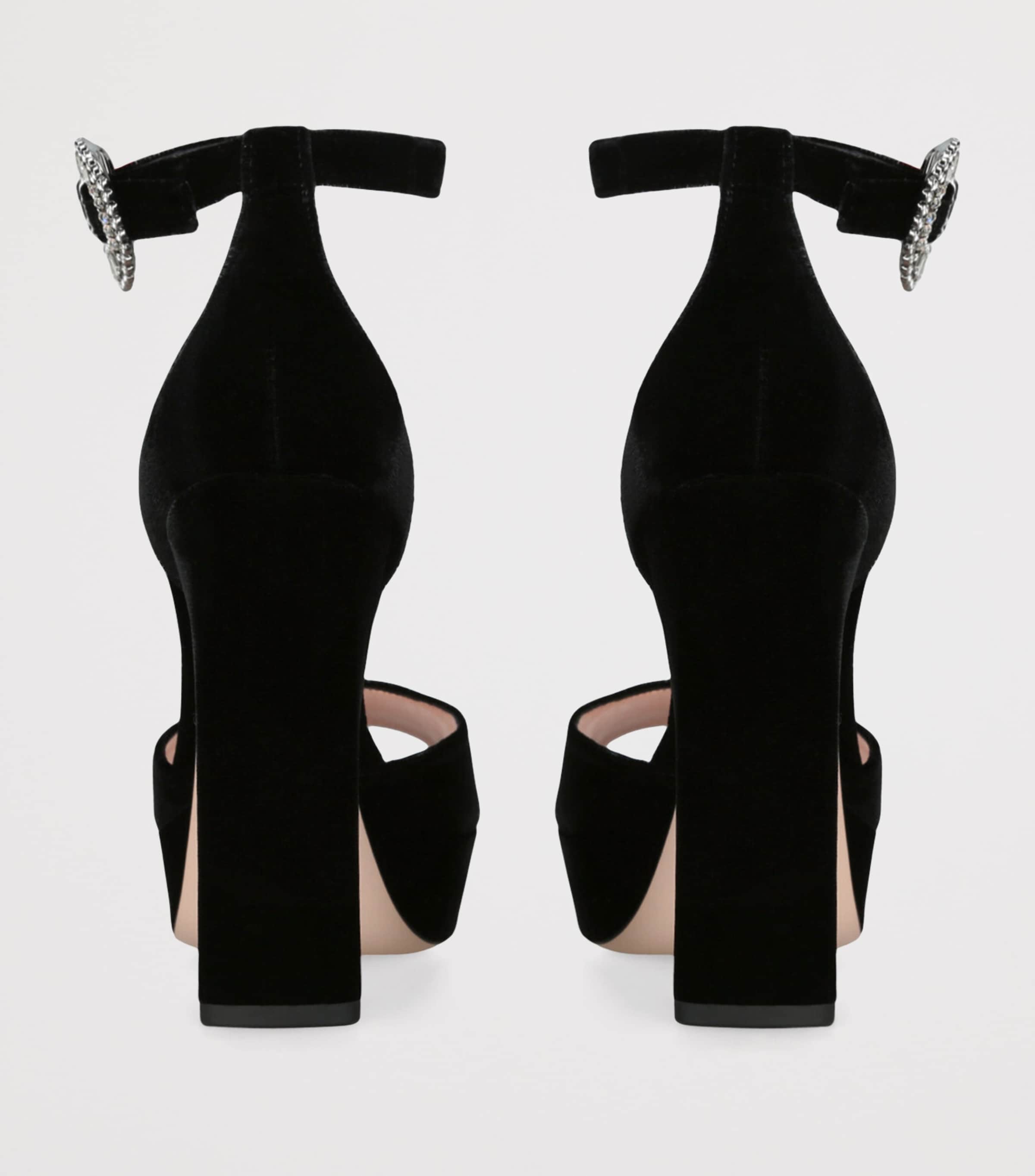 Velvet Platform Sandals 120 BLACK Image 2