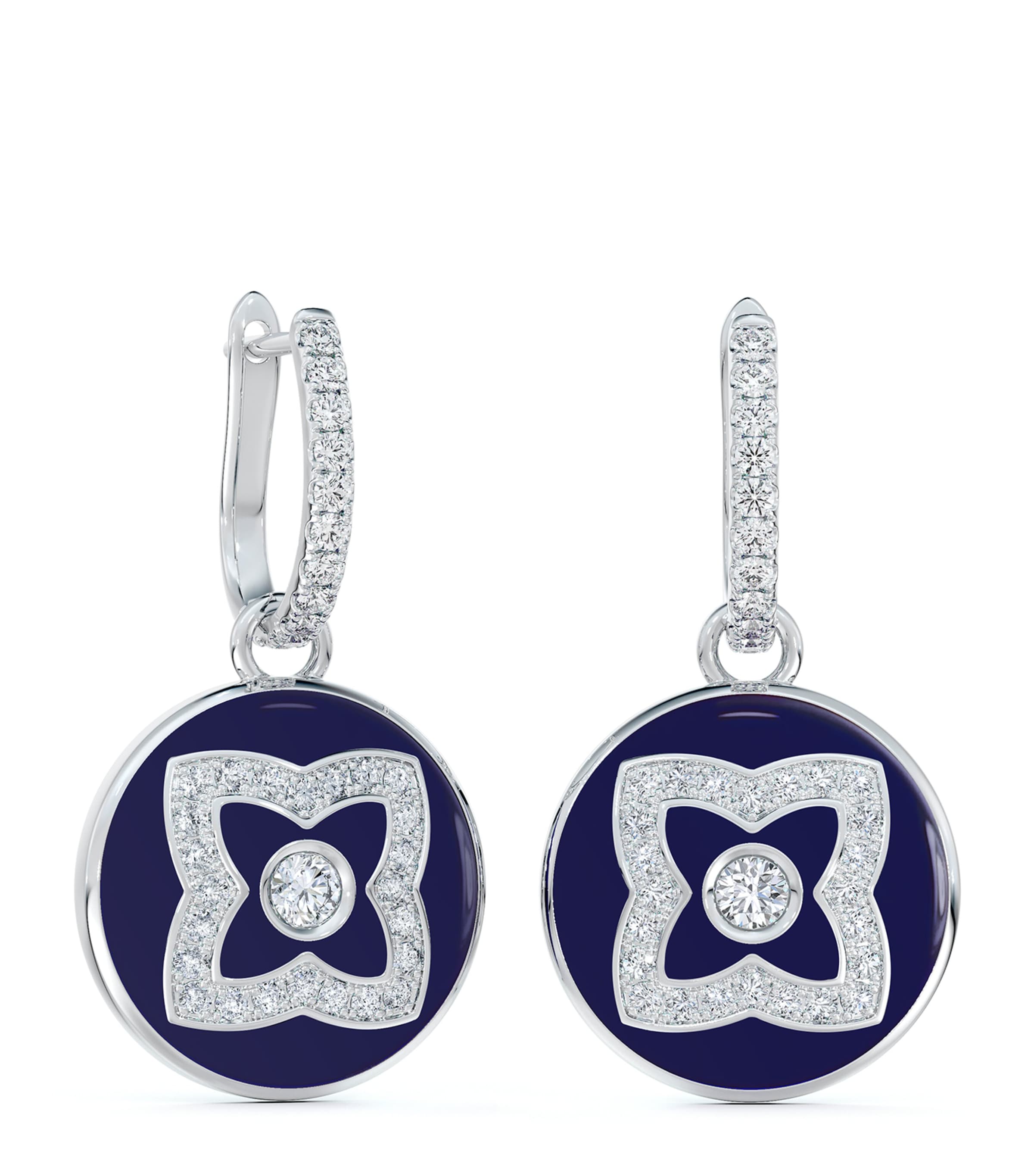 Shop De Beers White Gold, Diamond And Enamel Enchanted Lotus Earrings