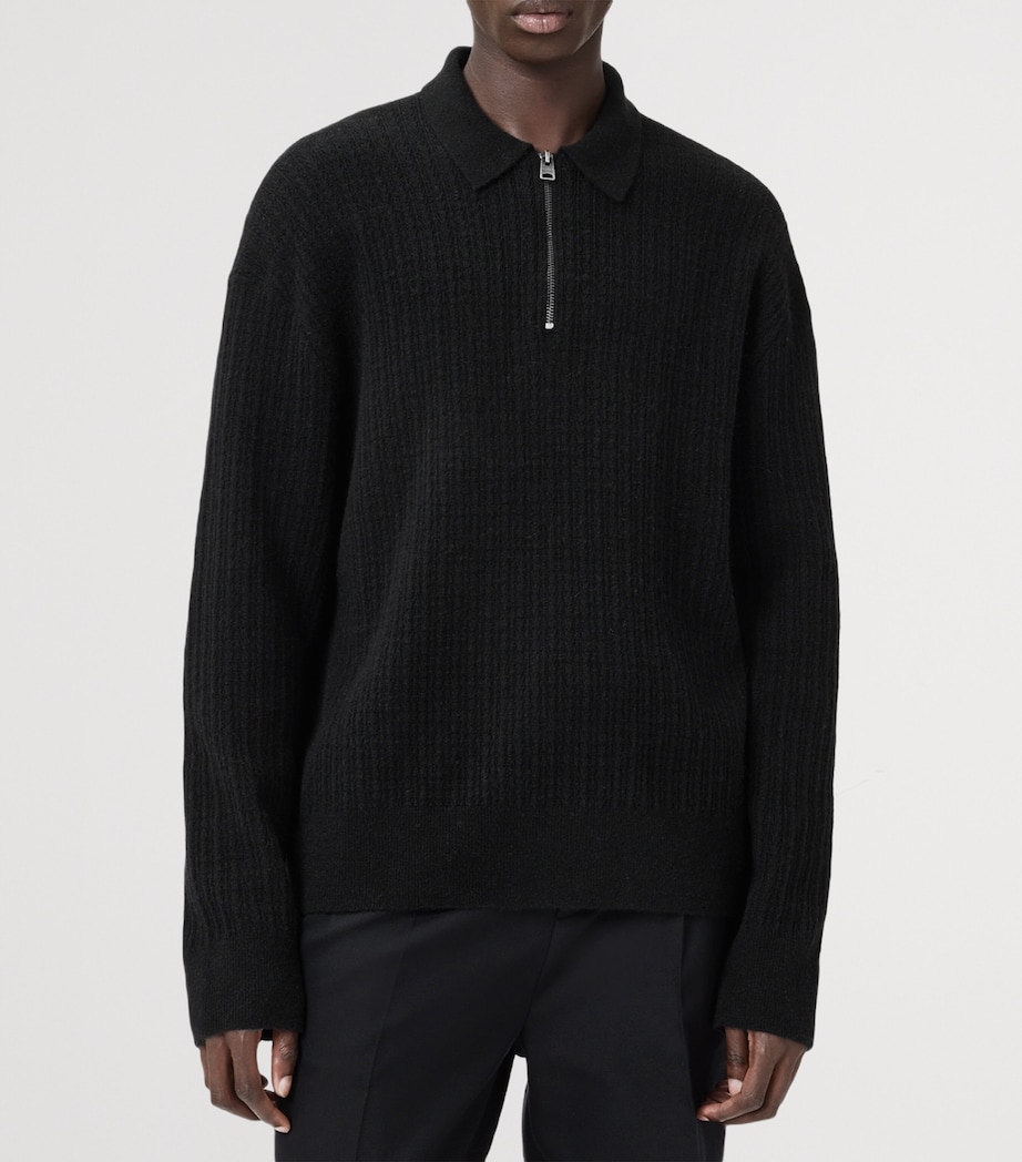 Wool-Blend Quarter-Zip Jakob Polo Sweater BLACK Image 4