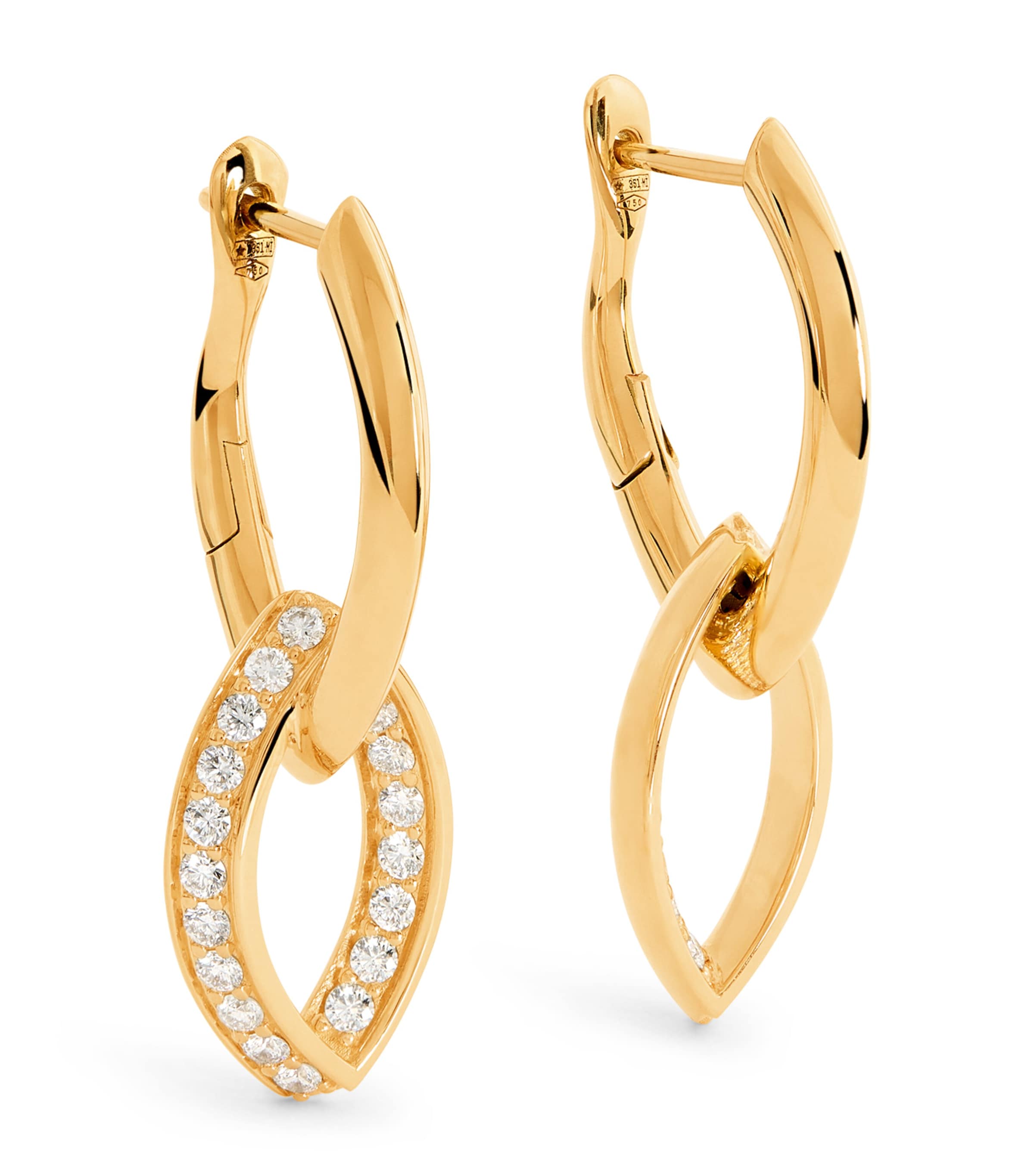 Netali Nissim Yellow Gold And Diamond Fortuna Eye Link Drop Earrings