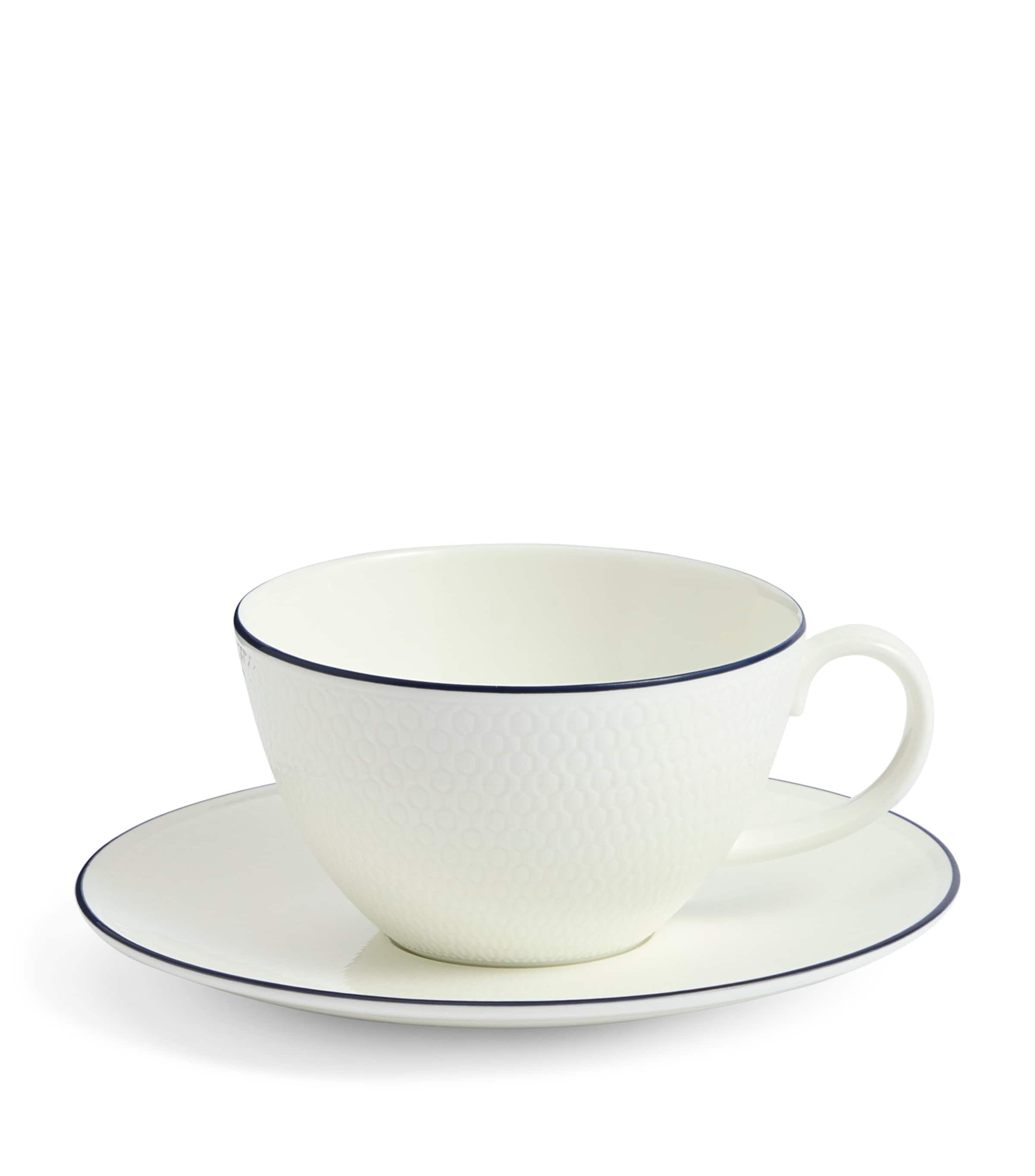 Wedgwood Bone China Gio Teacup And Saucer Set In Blue